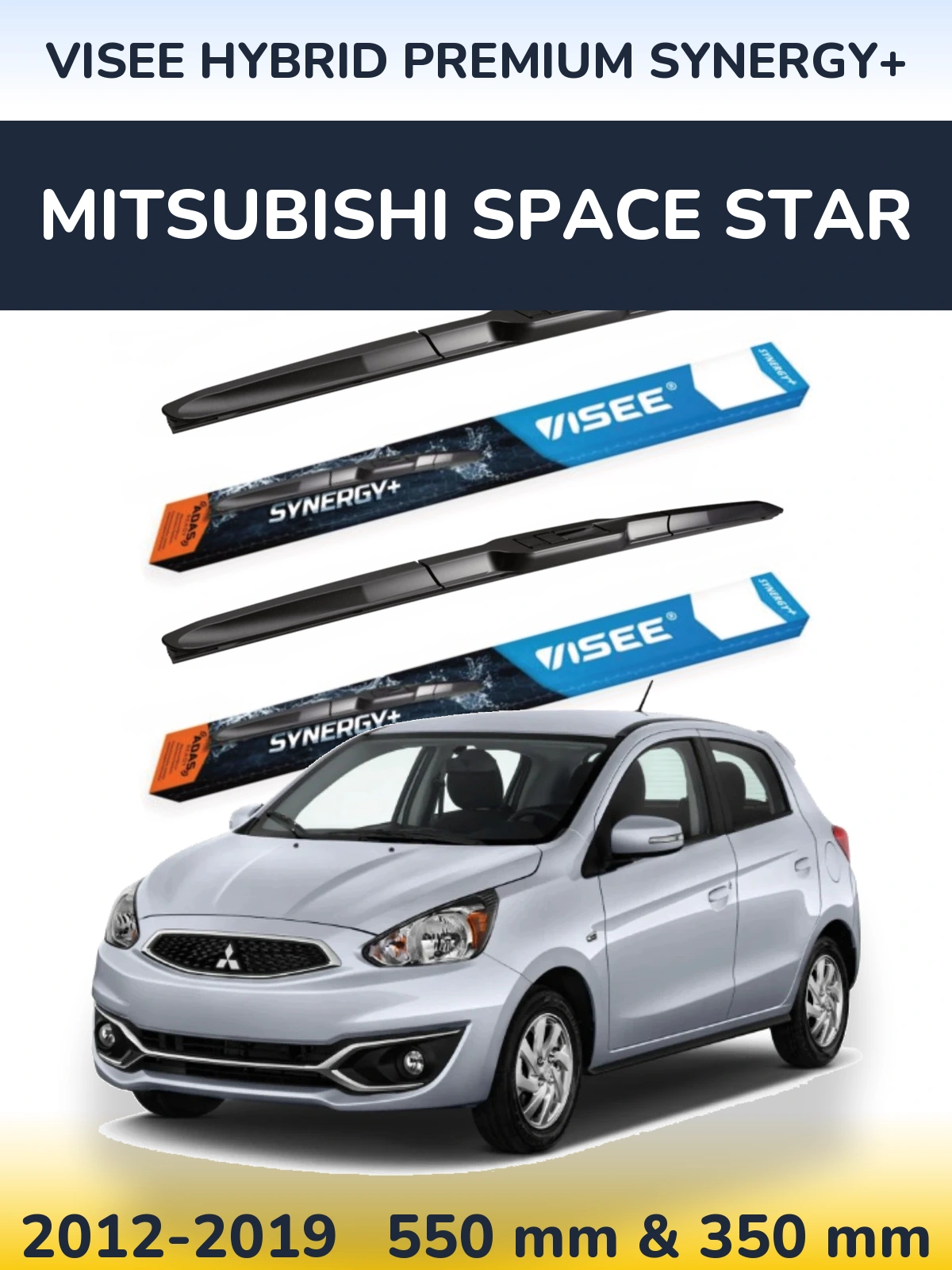 Комплект передніх щіток VISEE HYBRID PREMIUM SYNERGY+ 550 & 350 мм для Mitsubishi Space Star 2012-2019
