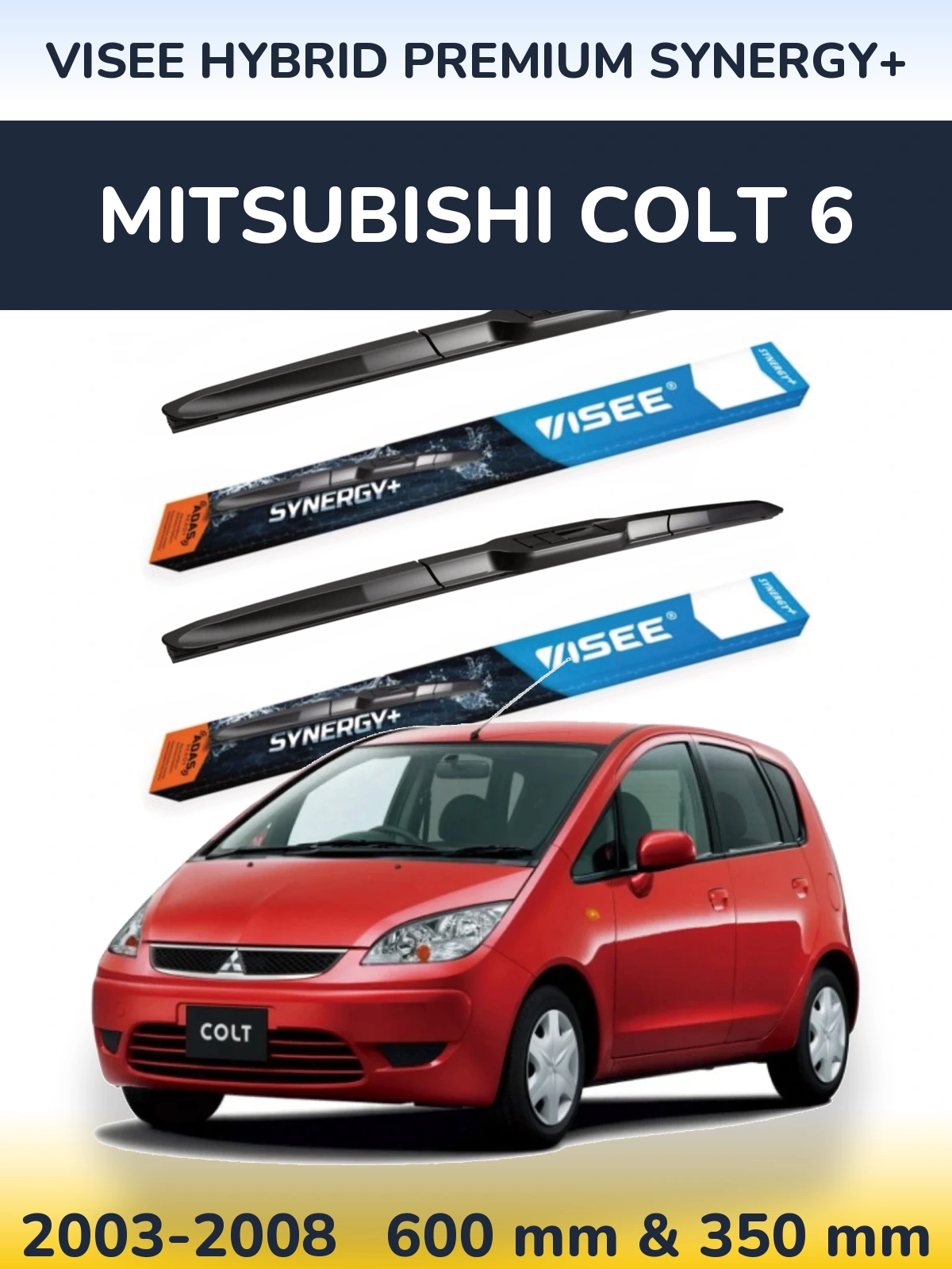 Комплект передних дворников VISEE HYBRID PREMIUM SYNERGY+ 600 & 350 мм для Mitsubishi Colt 6 2003-2008