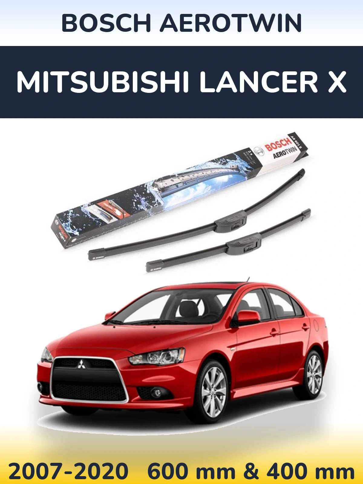 Комплект передніх щіток BOSCH AeroTwin 600 & 400 мм для Mitsubishi Lancer X 2007-2020