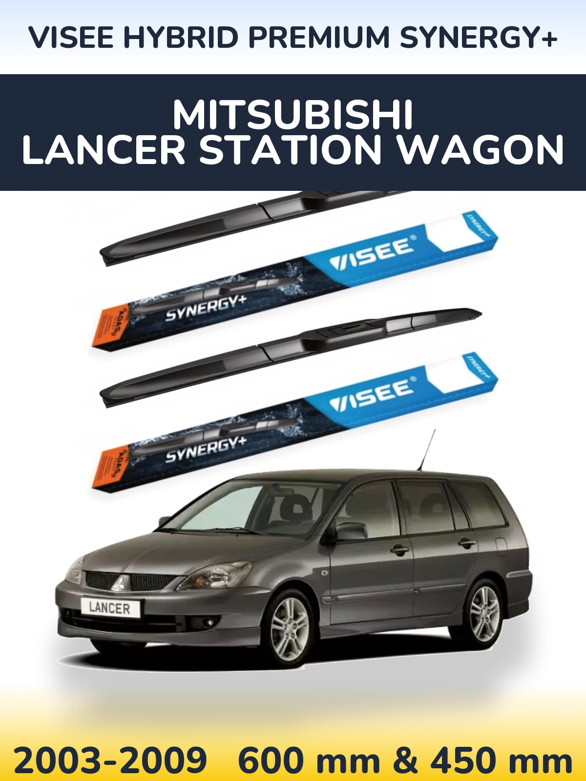 Комплект передніх щіток VISEE HYBRID PREMIUM SYNERGY+ 600 & 450 мм для Mitsubishi Lancer Station Wagon 2003-2009