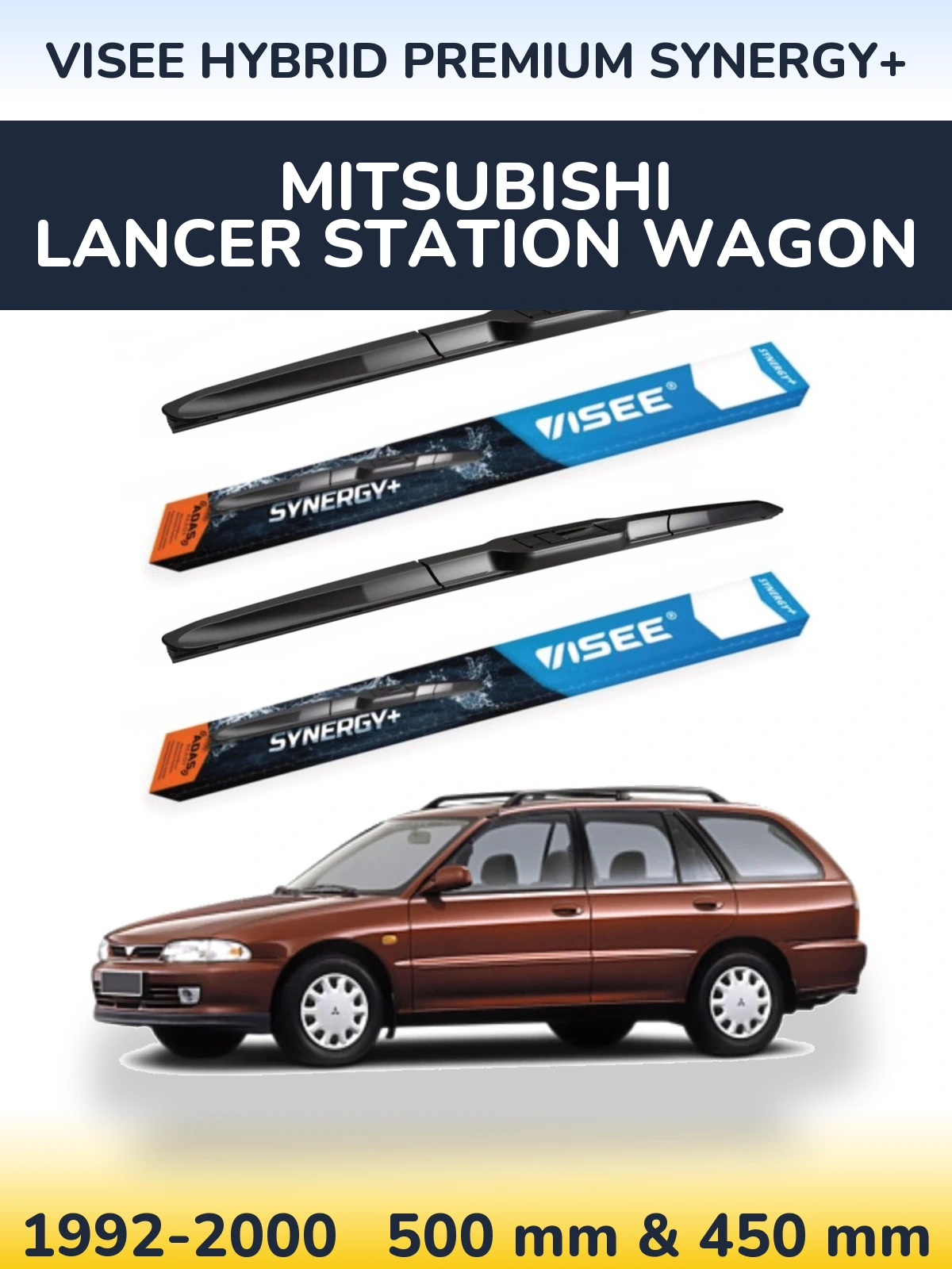Комплект передніх щіток VISEE HYBRID PREMIUM SYNERGY+ 500 & 450 мм для Mitsubishi Lancer Station Wagon 1992-2000