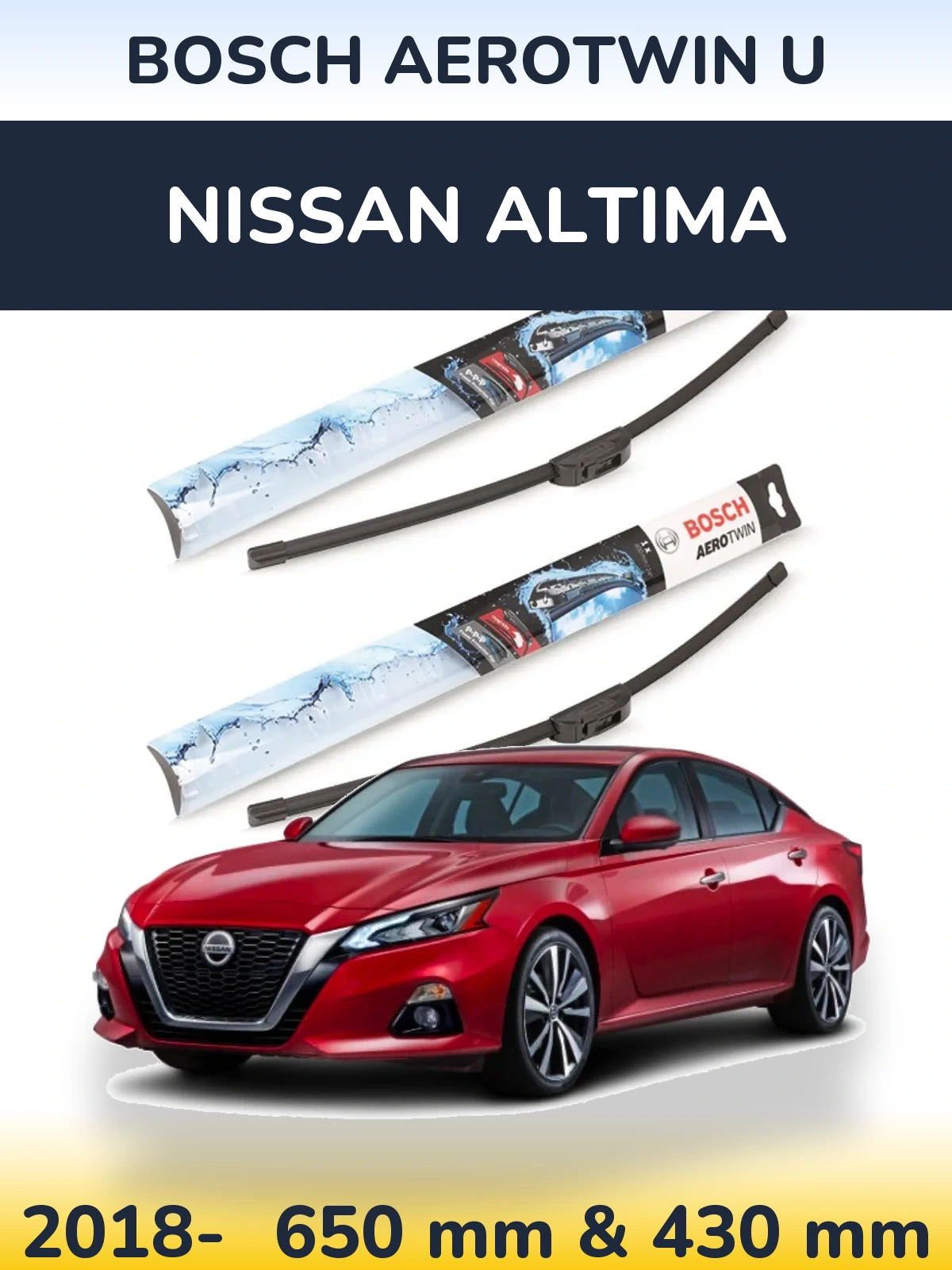 Комплект передніх щіток BOSCH AeroTwin U 650 & 430 мм для Nissan Altima 2018-2026