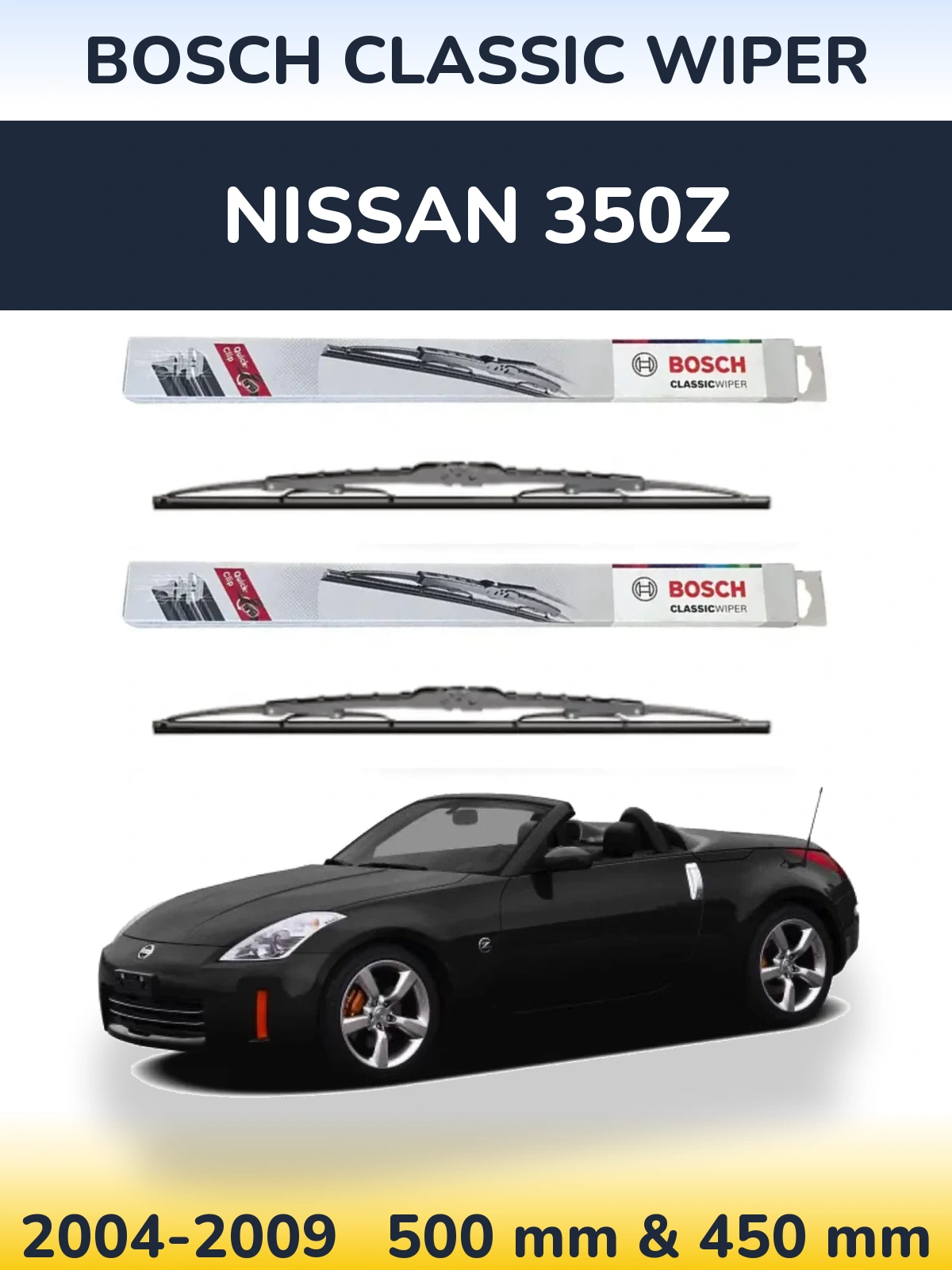 Комплект передніх щіток BOSCH Classic Wiper 500 & 450 мм для Nissan 350Z 2004-2009