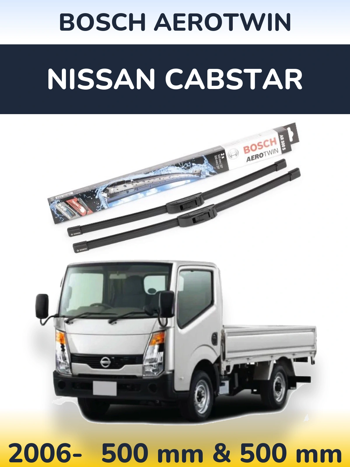 Комплект передніх щіток BOSCH AeroTwin 500 & 500 мм для Nissan Cabstar 2006-2026