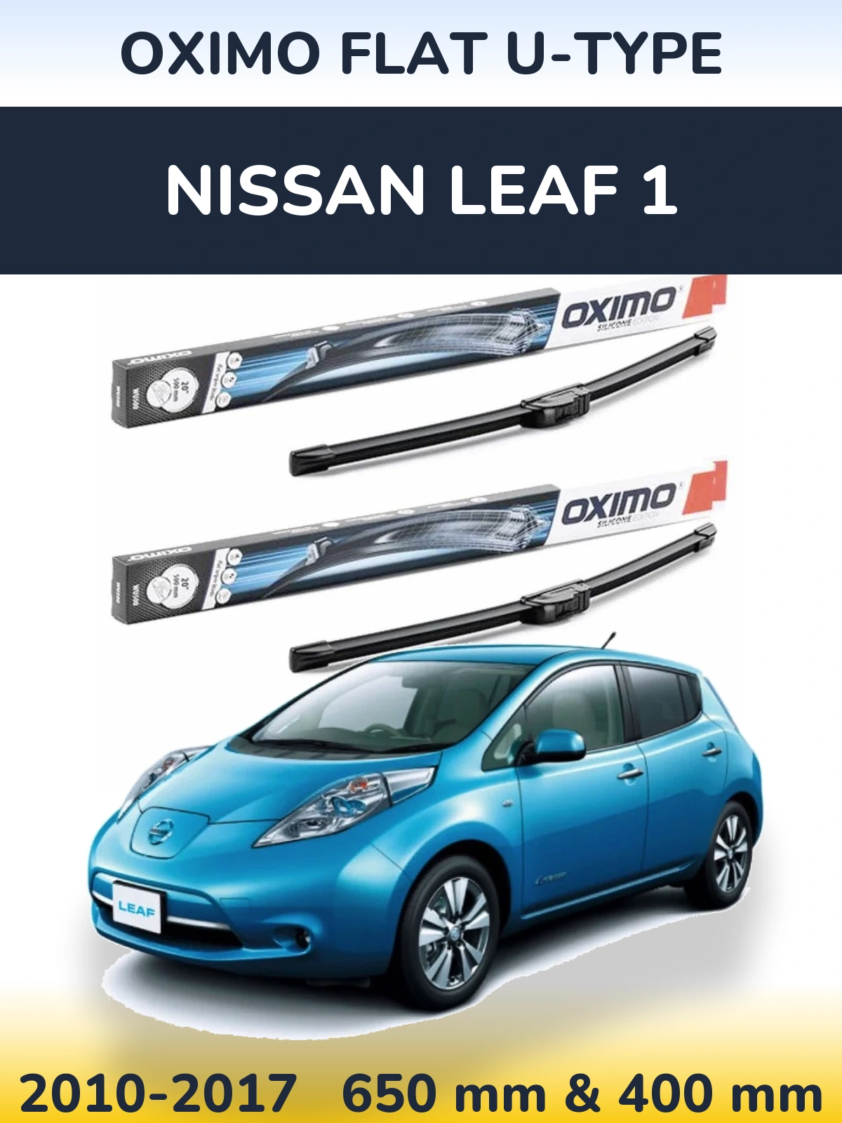 Комплект передних дворников Oximo Flat U-type 650 & 400 мм для Nissan Leaf 1 2010-2017