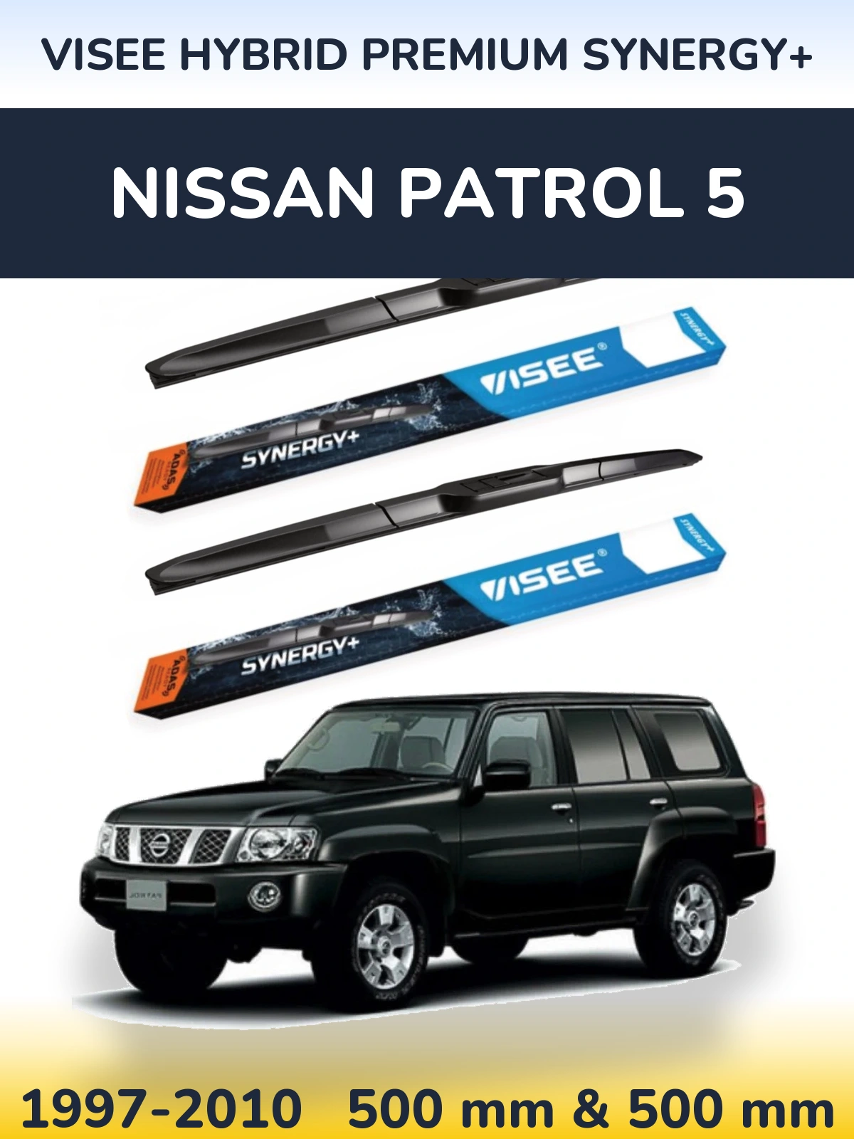 Комплект передніх щіток VISEE HYBRID PREMIUM SYNERGY+ 500 & 500 мм для Nissan Patrol 5 1997-2010
