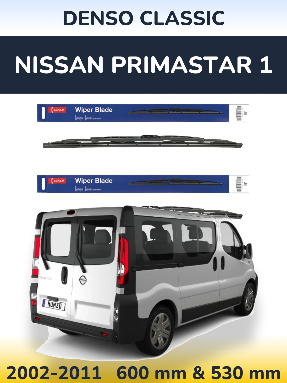 Комплект передних дворников Denso Classic 600 & 530 мм для Nissan Primastar 1 2002-2011