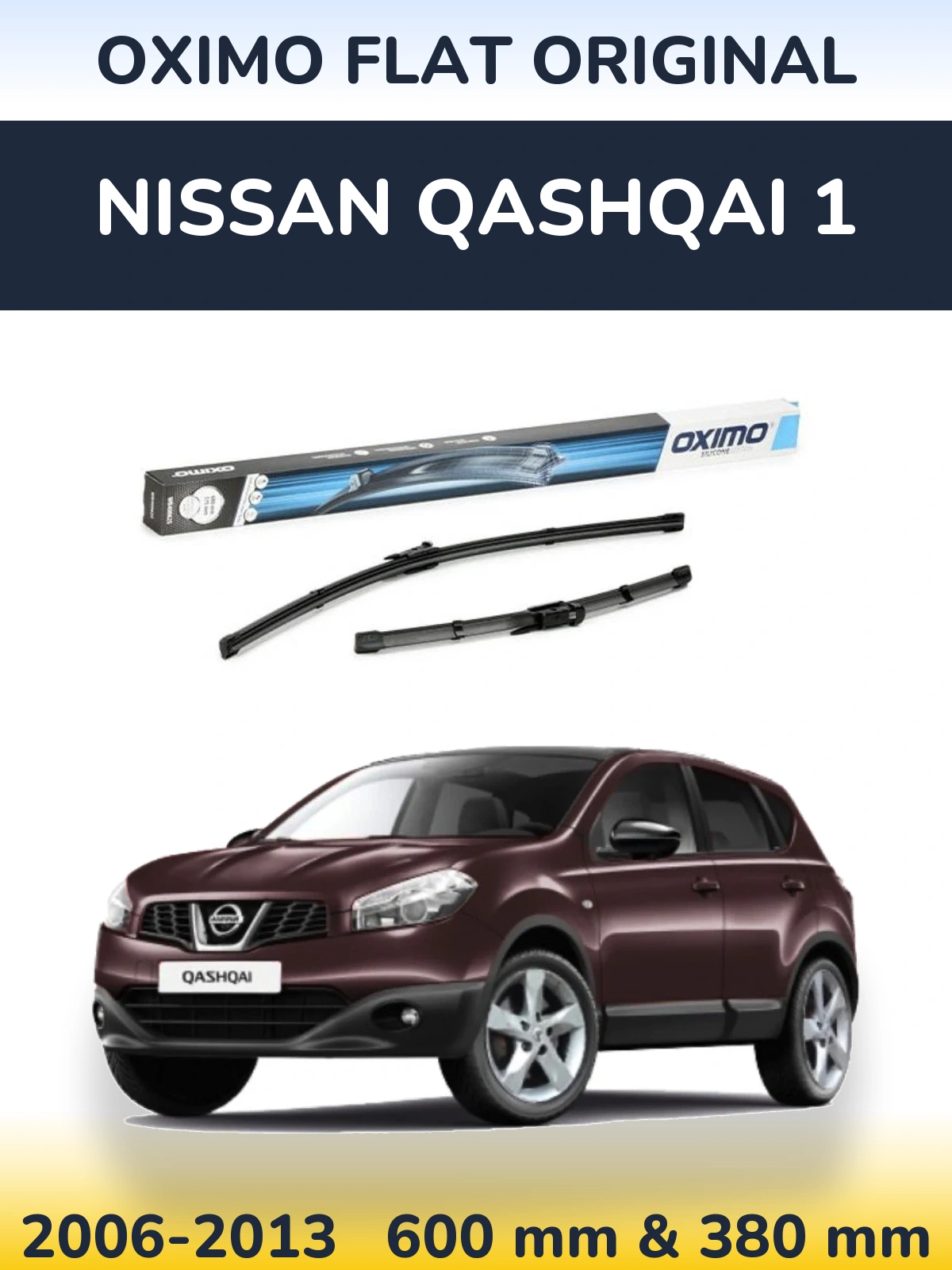 Комплект передніх щіток Oximo Flat Original 600 & 375 мм для Nissan Qashqai 1 2006-2013