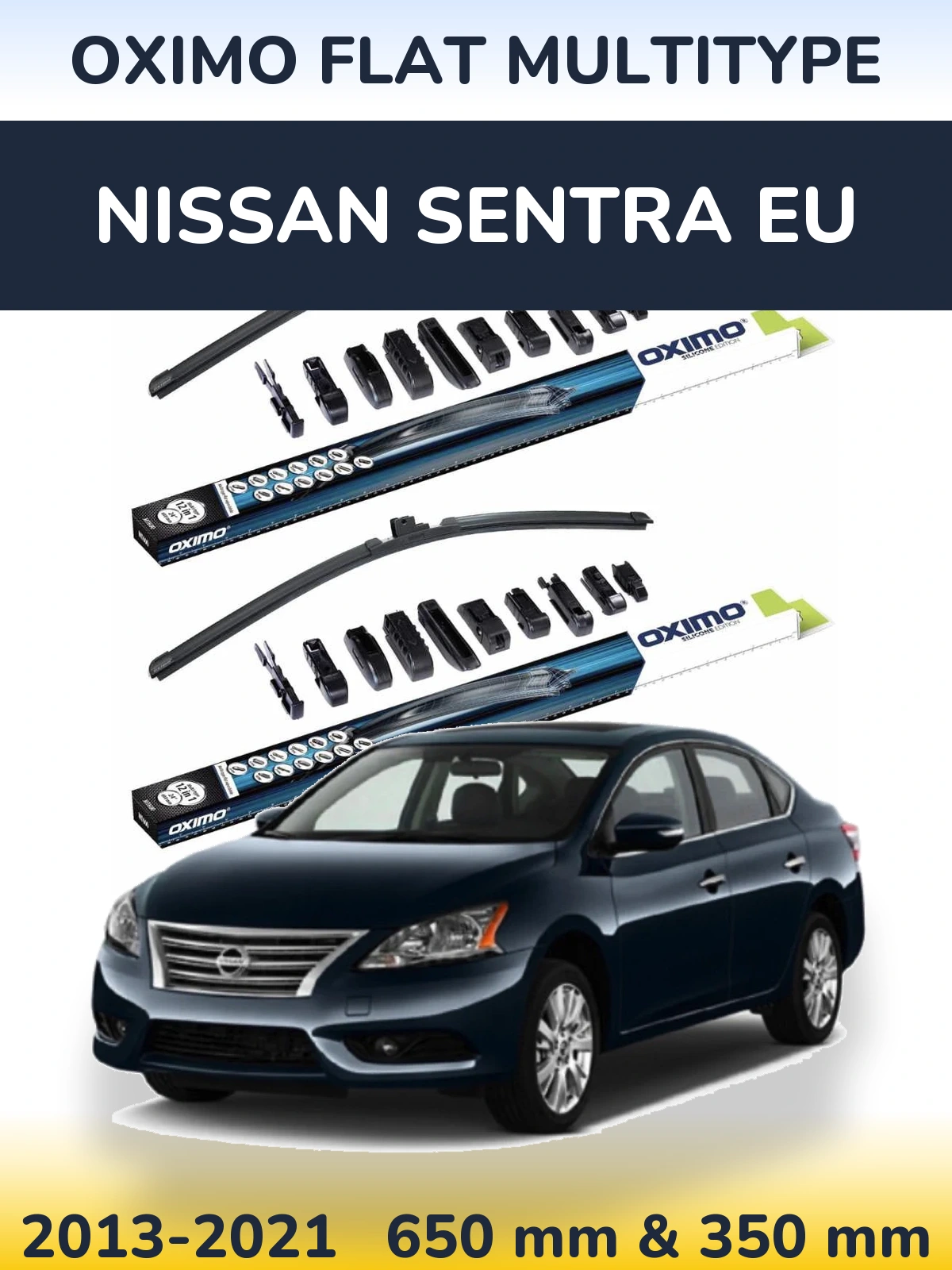 Комплект передних дворников Oximo Flat MultiТипe 650 & 350 мм для Nissan Sentra EU 2013-2021