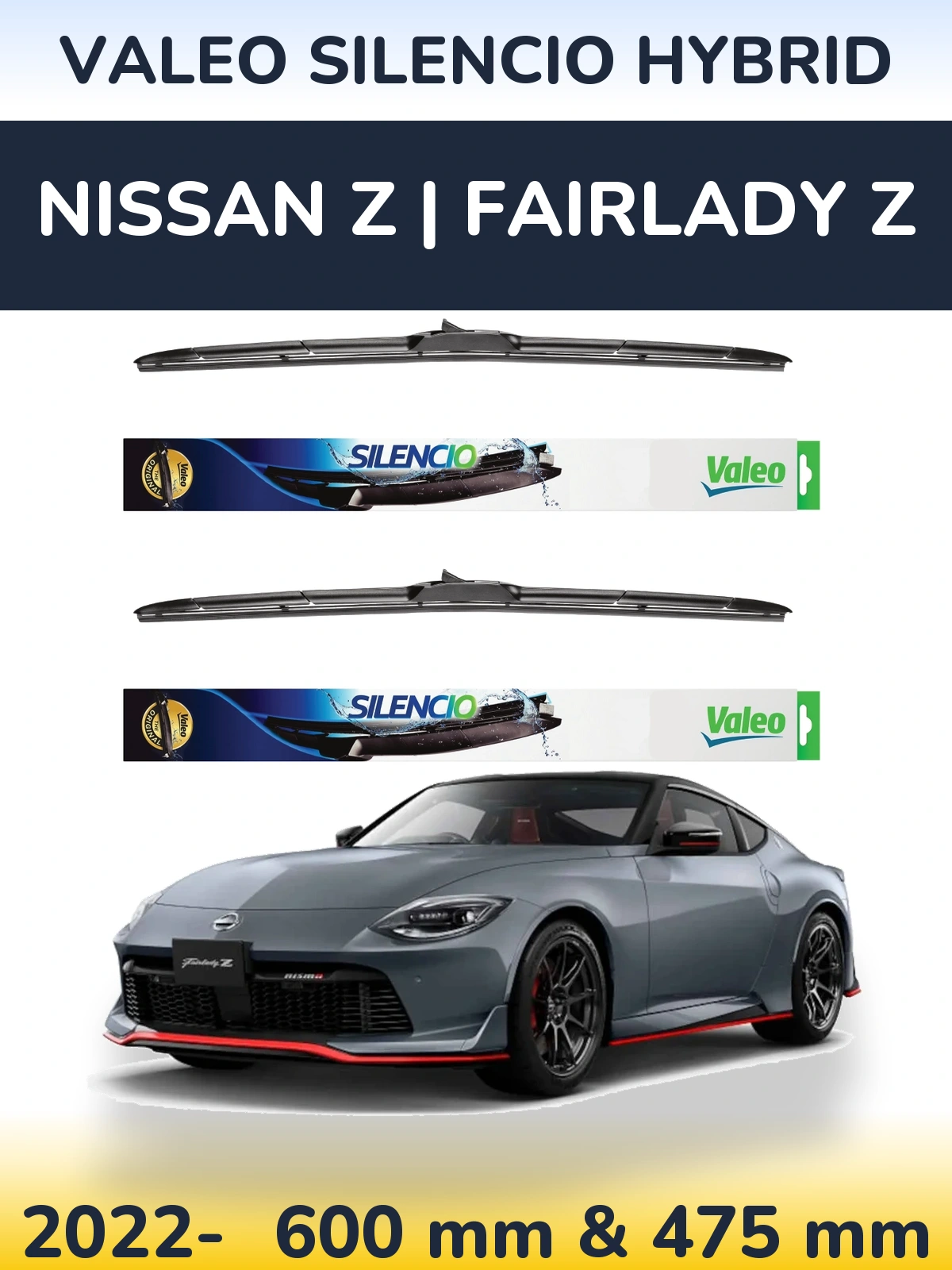 Комплект передних дворников Valeo Silencio Hybrid 600 & 475 мм для Nissan Z | Fairlady Z 2022-2026