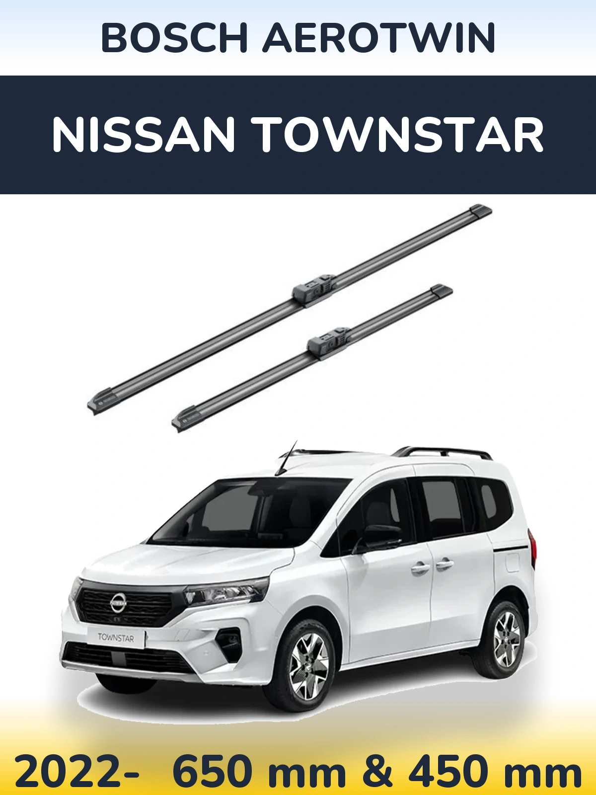 Комплект передніх щіток BOSCH AeroTwin 650 & 450 мм для Nissan Townstar 2022-2026
