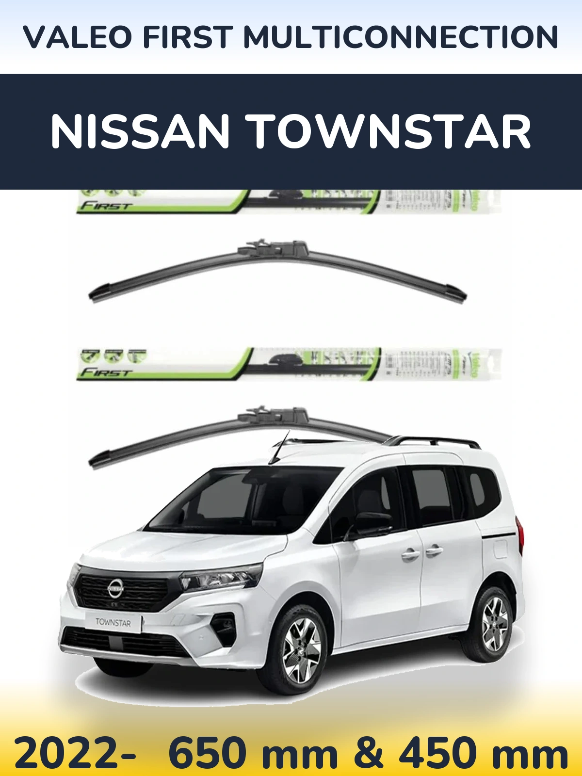 Комплект передніх щіток Valeo First MultiConnection 650 & 450 мм для Nissan Townstar 2022-2026