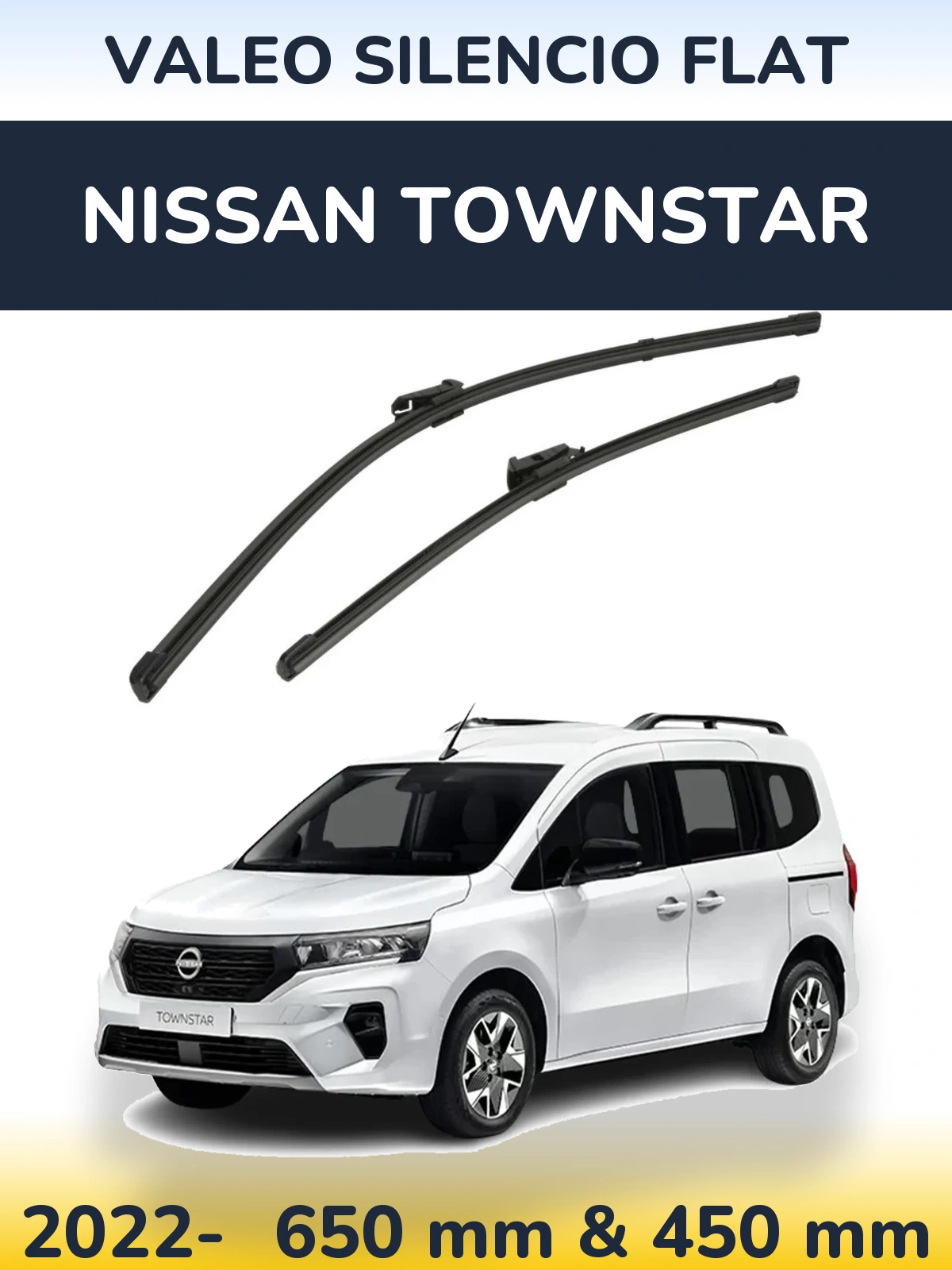 Комплект передніх щіток Valeo Silencio Flat 650 & 450 мм для Nissan Townstar 2022-2026