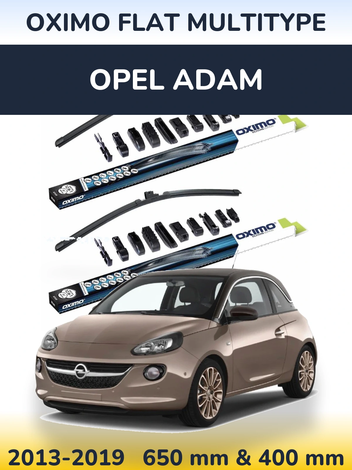 Front wiper blade set Oximo Flat MultiTüüpe 650 & 400 mm for Opel Adam 2013-2019