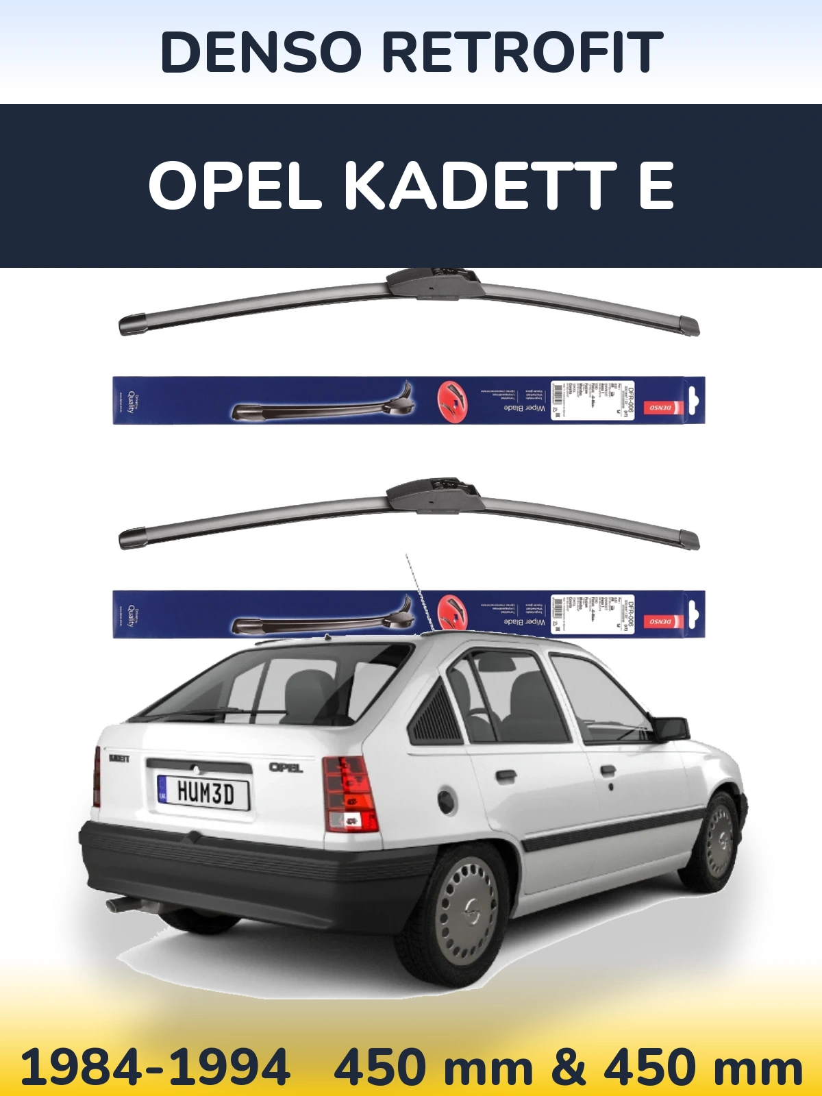 Комплект передніх щіток Denso Retrofit 450 & 450 мм для Opel Kadett E 1984-1994
