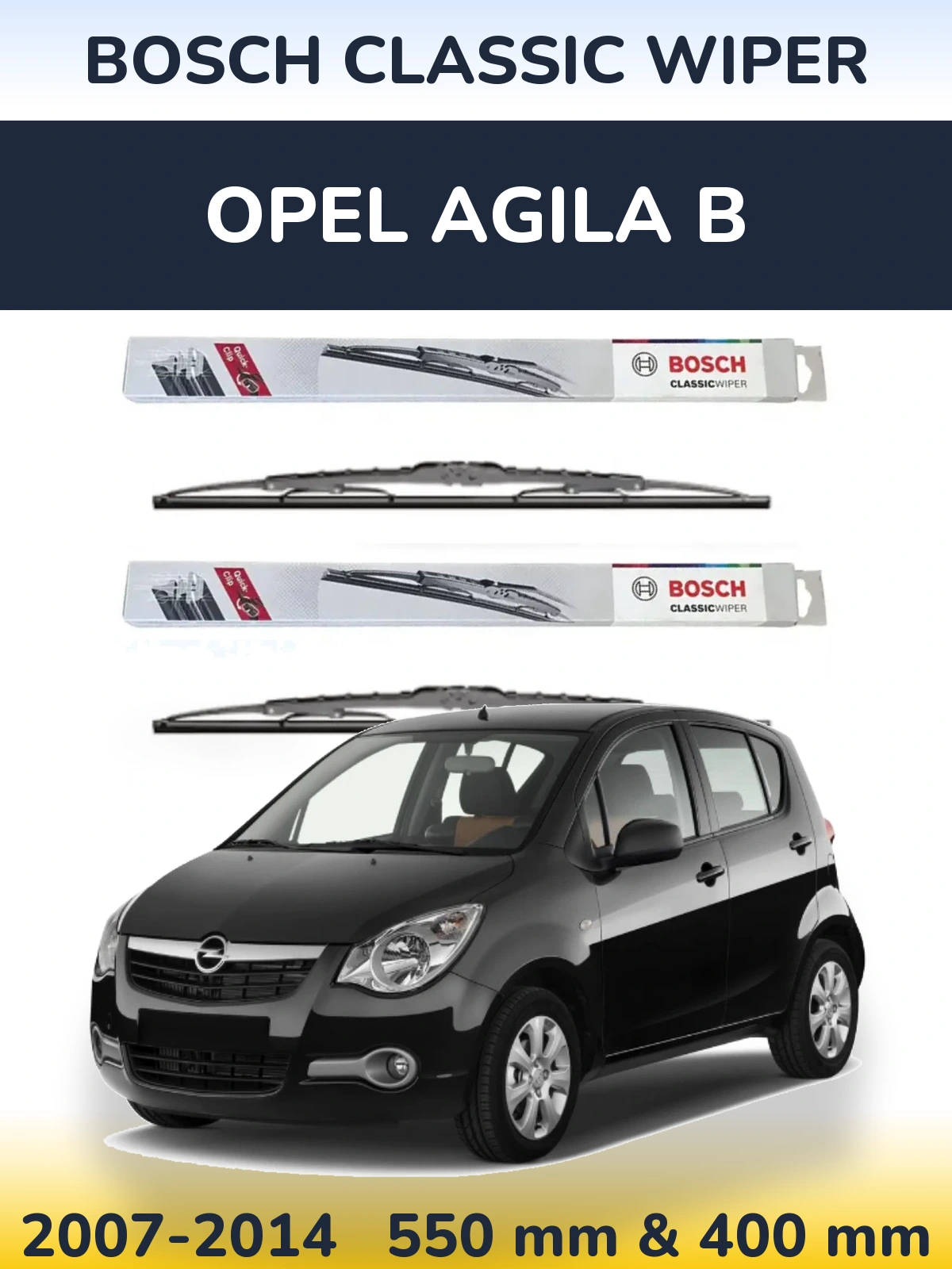 Комплект передніх щіток BOSCH Classic Wiper 550 & 400 мм для Opel Agila B 2007-2014