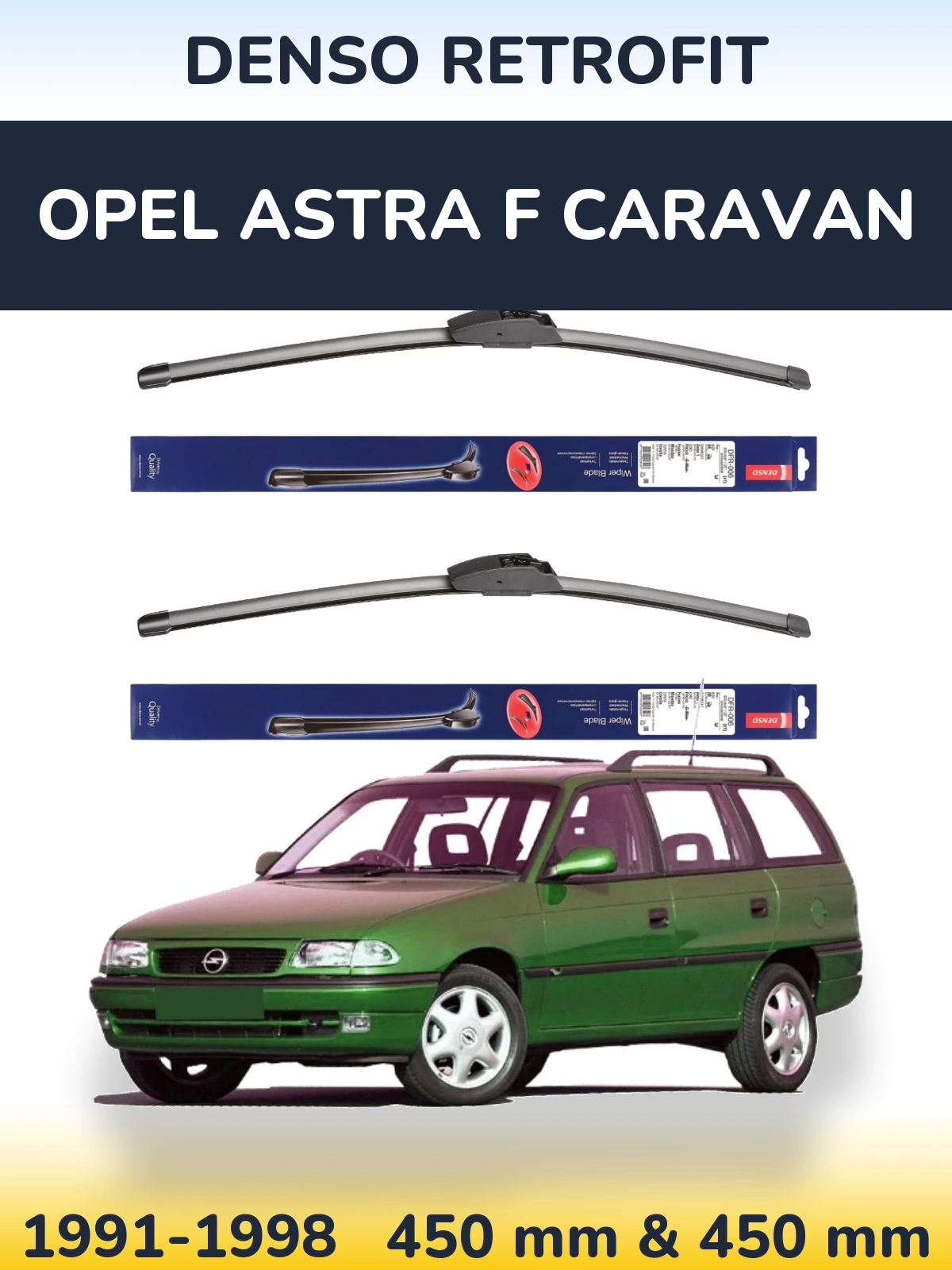 Комплект передних дворников Denso Retrofit 450 & 450 мм для Opel Astra F Caravan 1991-1998
