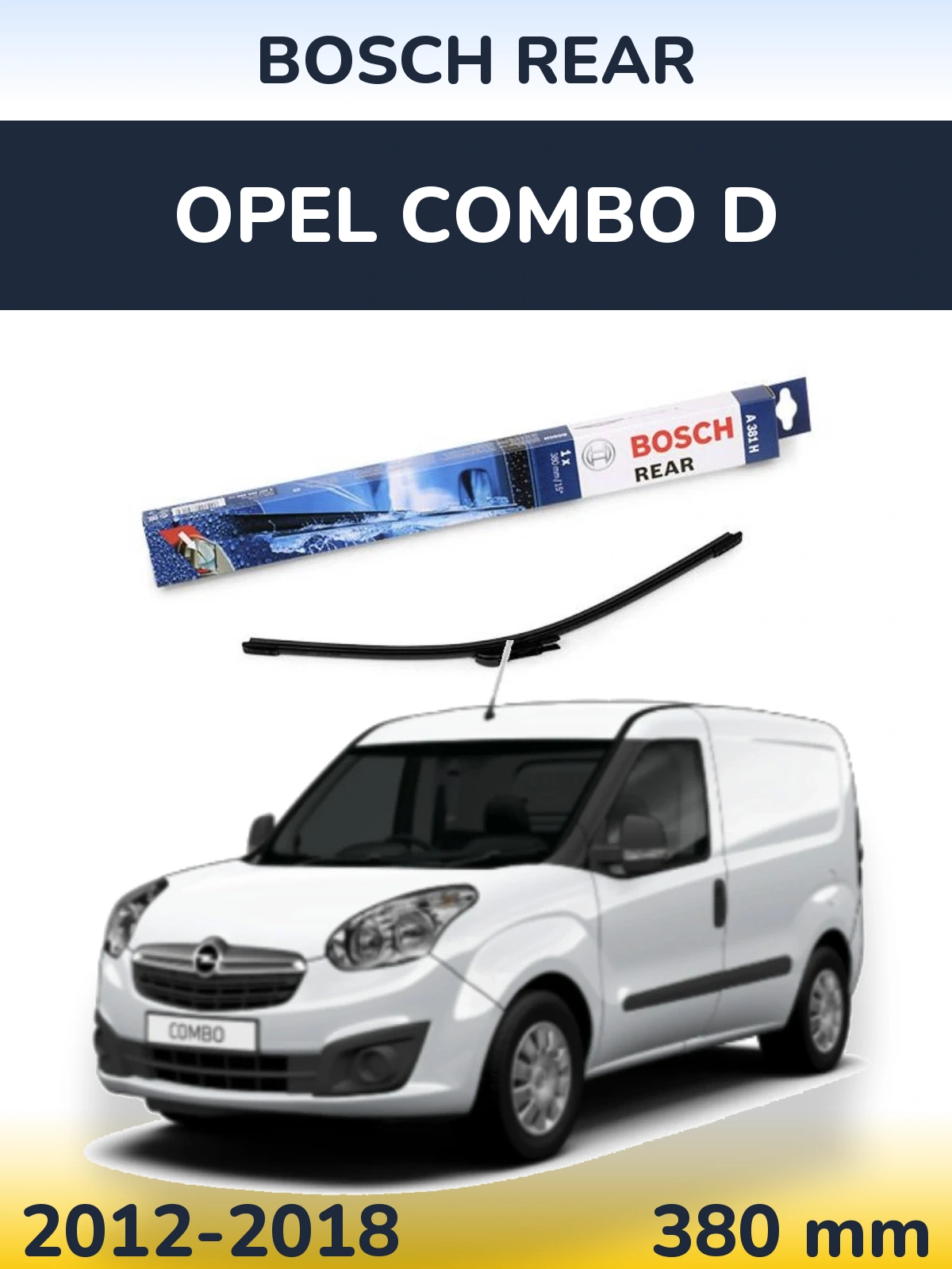 Задний дворник BOSCH Rear 380 мм для Opel Combo D 2012-2018