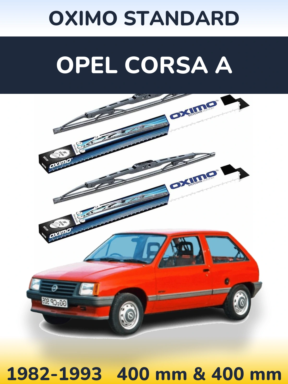 Комплект передних дворников Oximo Standard 400 & 400 мм для Opel Corsa A 1982-1993