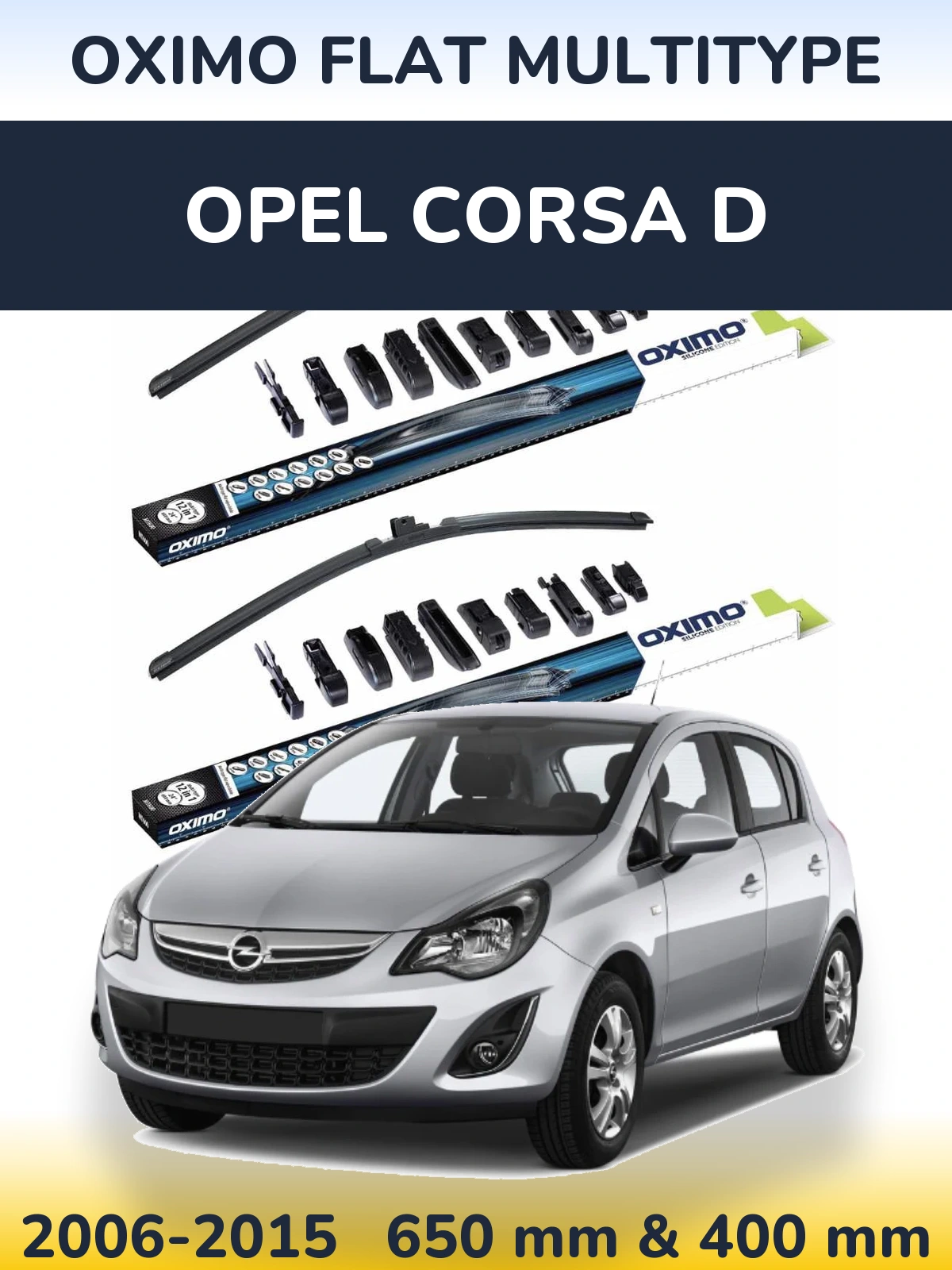 Front wiper blade set Oximo Flat MultiTüüpe 650 & 400 mm for Opel Corsa D 2006-2015