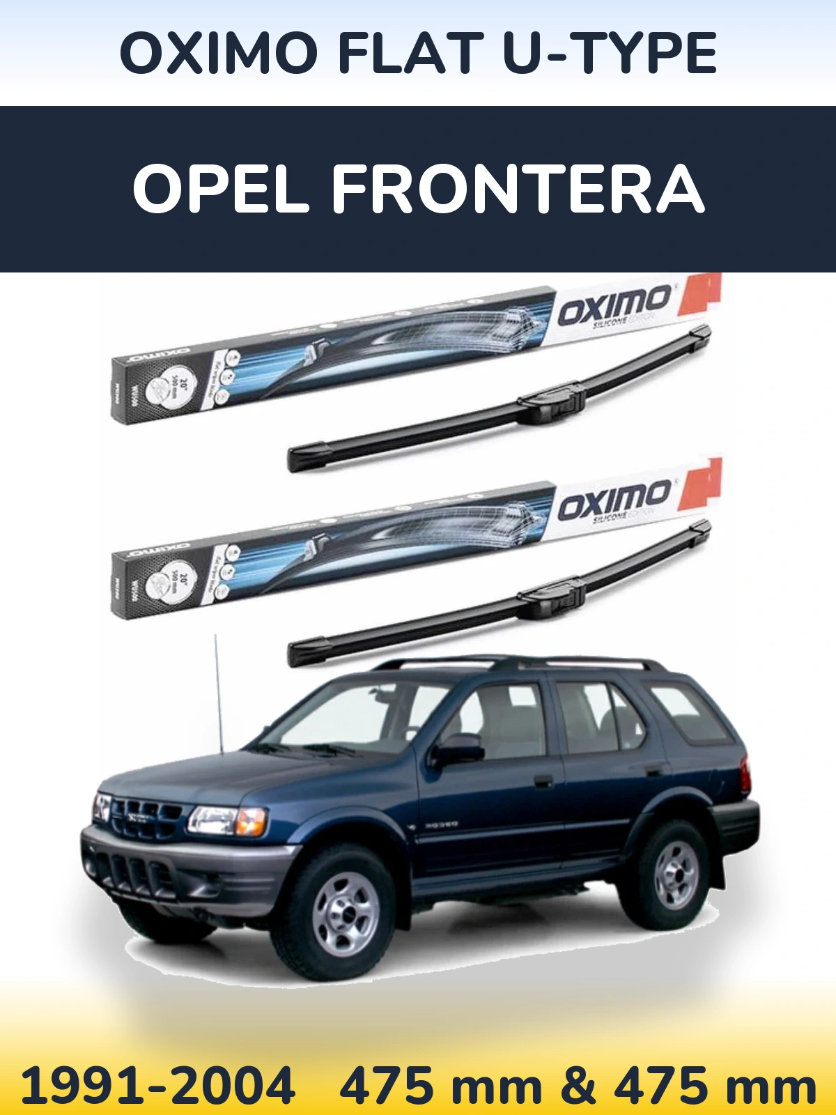 Комплект передних дворников Oximo Flat U-type 475 & 475 мм для Opel Frontera 1991-2004