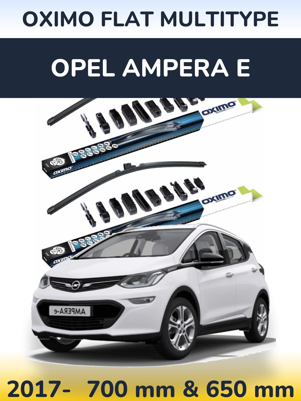 Комплект передніх щіток Oximo Flat MultiТипe 700 & 650 мм для Opel Ampera E 2017-2026
