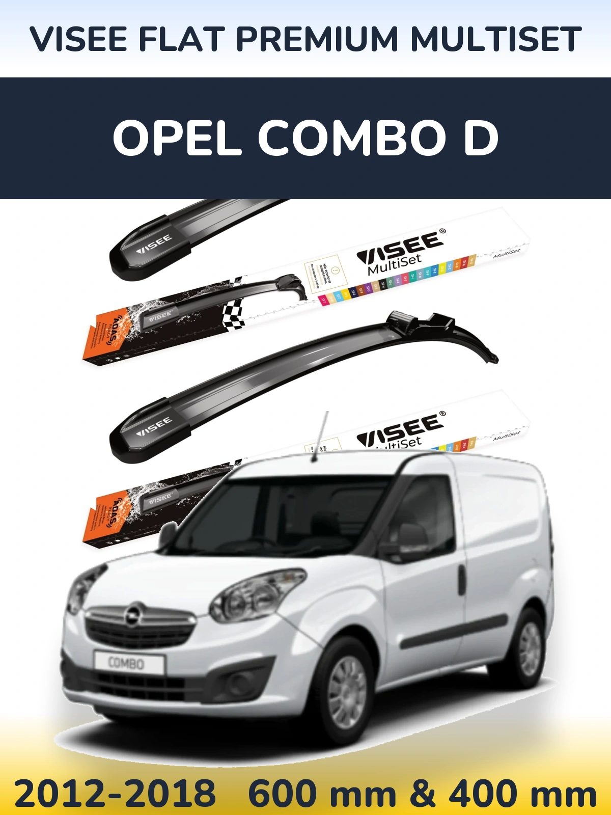 Комплект передних дворников VISEE FLAT PREMIUM MultiSet 600 & 400 мм для Opel Combo D 2012-2018
