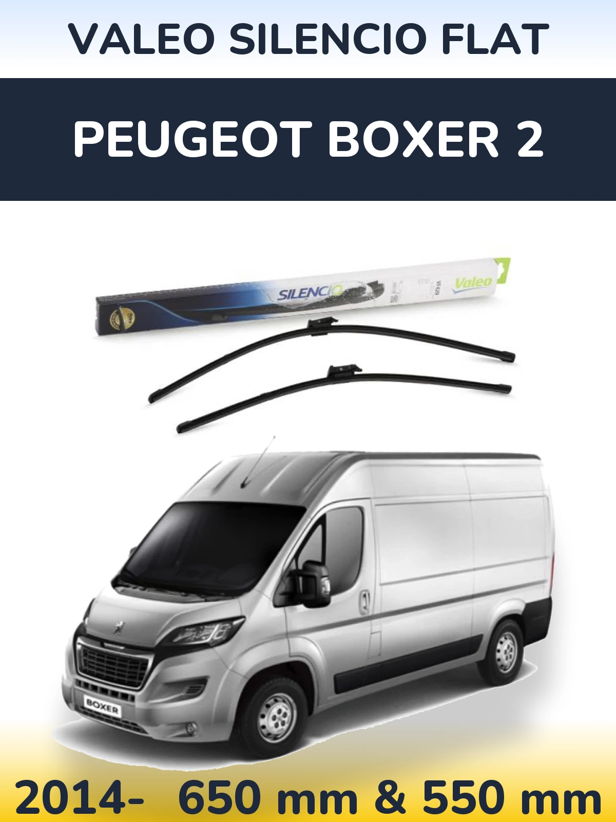 Комплект передніх щіток Valeo Silencio Flat 650 & 550 мм для Peugeot Boxer 2 2014-2026