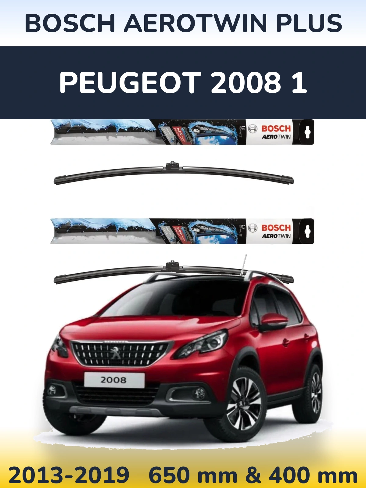 Комплект передніх щіток BOSCH AeroTwin Plus 650 & 400 мм для Peugeot 2008 1 2013-2019