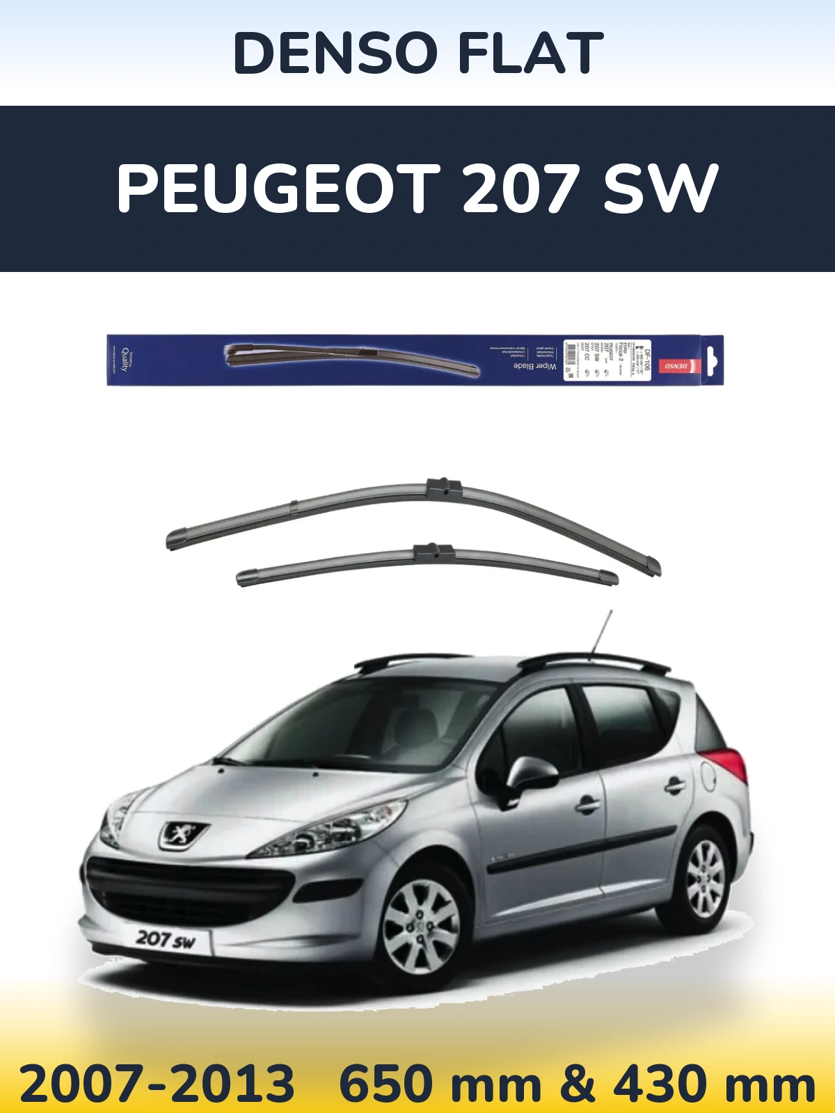 Комплект передних дворников Denso Flat 650 & 420 мм для Peugeot 207 SW 2007-2013