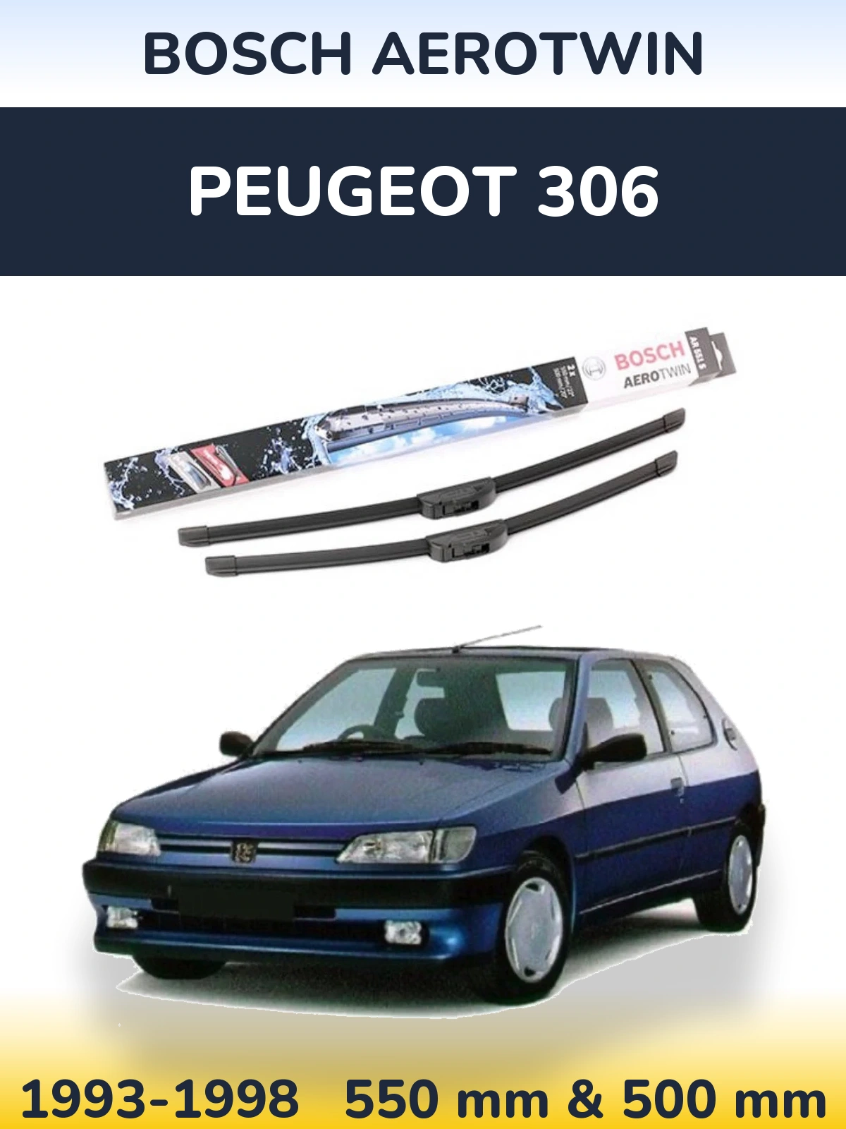 Комплект передніх щіток BOSCH AeroTwin 550 & 500 мм для Peugeot 306 1993-1998