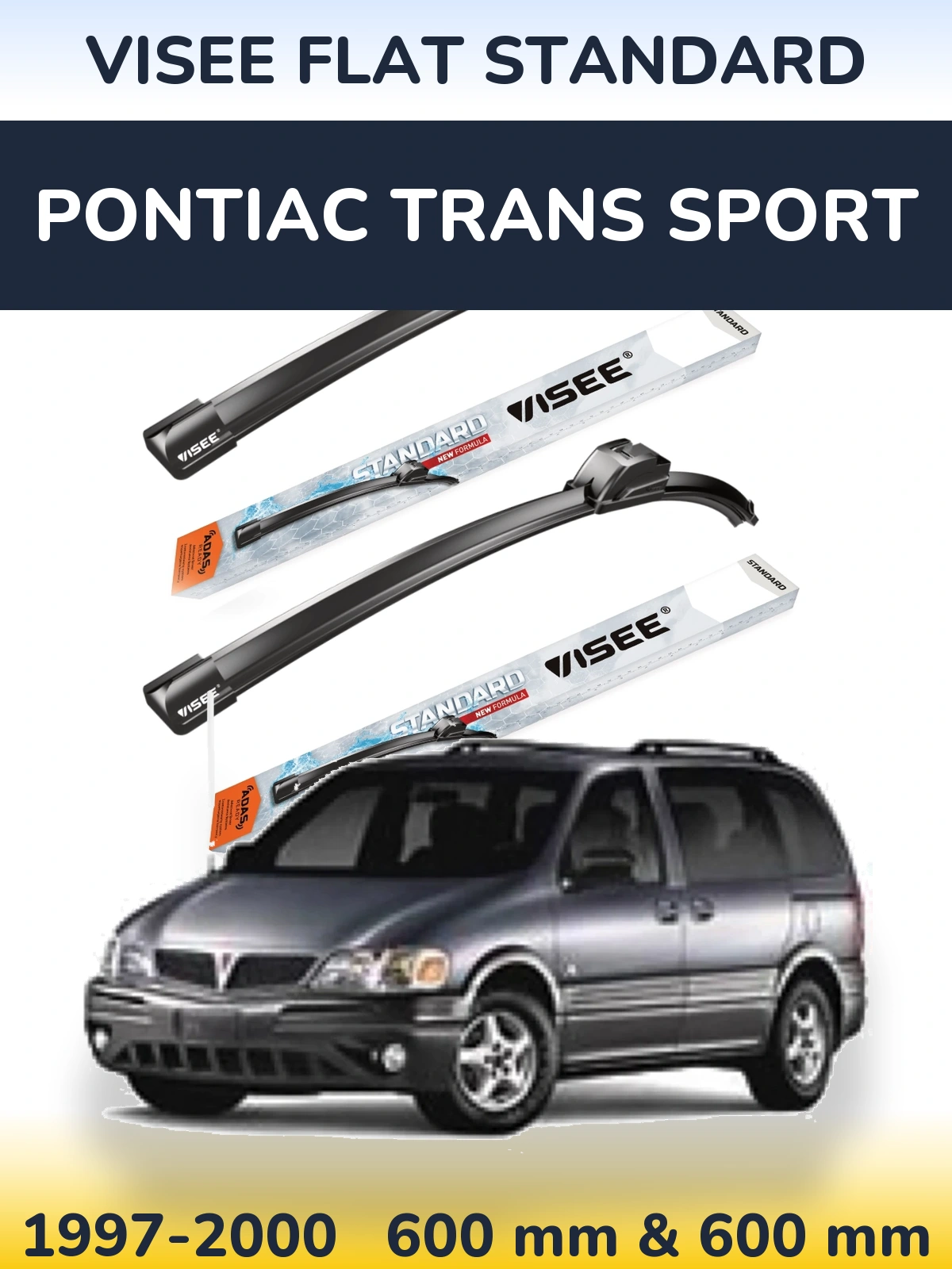 Комплект передніх щіток VISEE FLAT STANDARD 600 & 600 мм для Pontiac Trans Sport 1997-2000