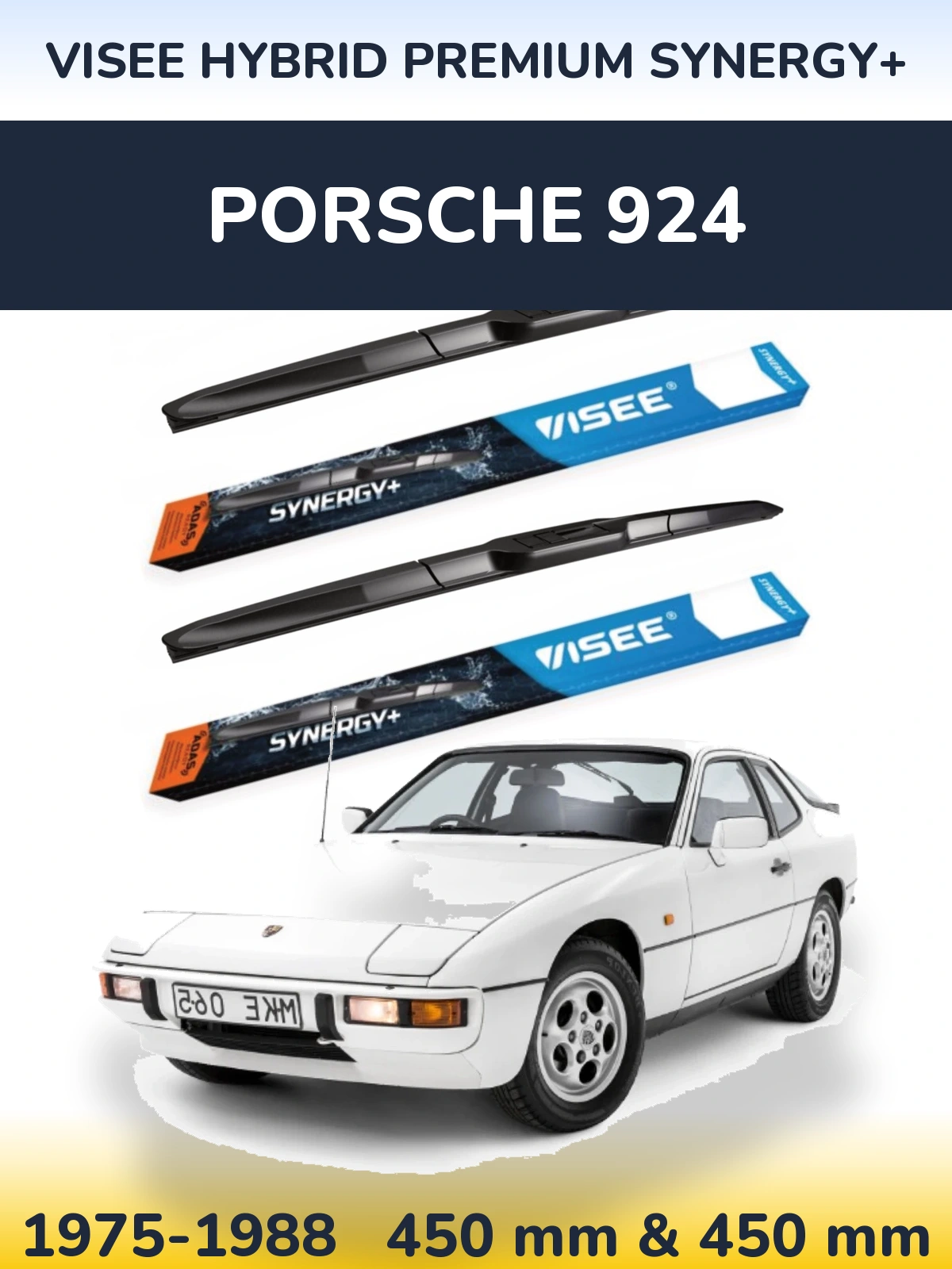 Комплект передних дворников VISEE HYBRID PREMIUM SYNERGY+ 450 & 450 мм для Porsche 924 1975-1988