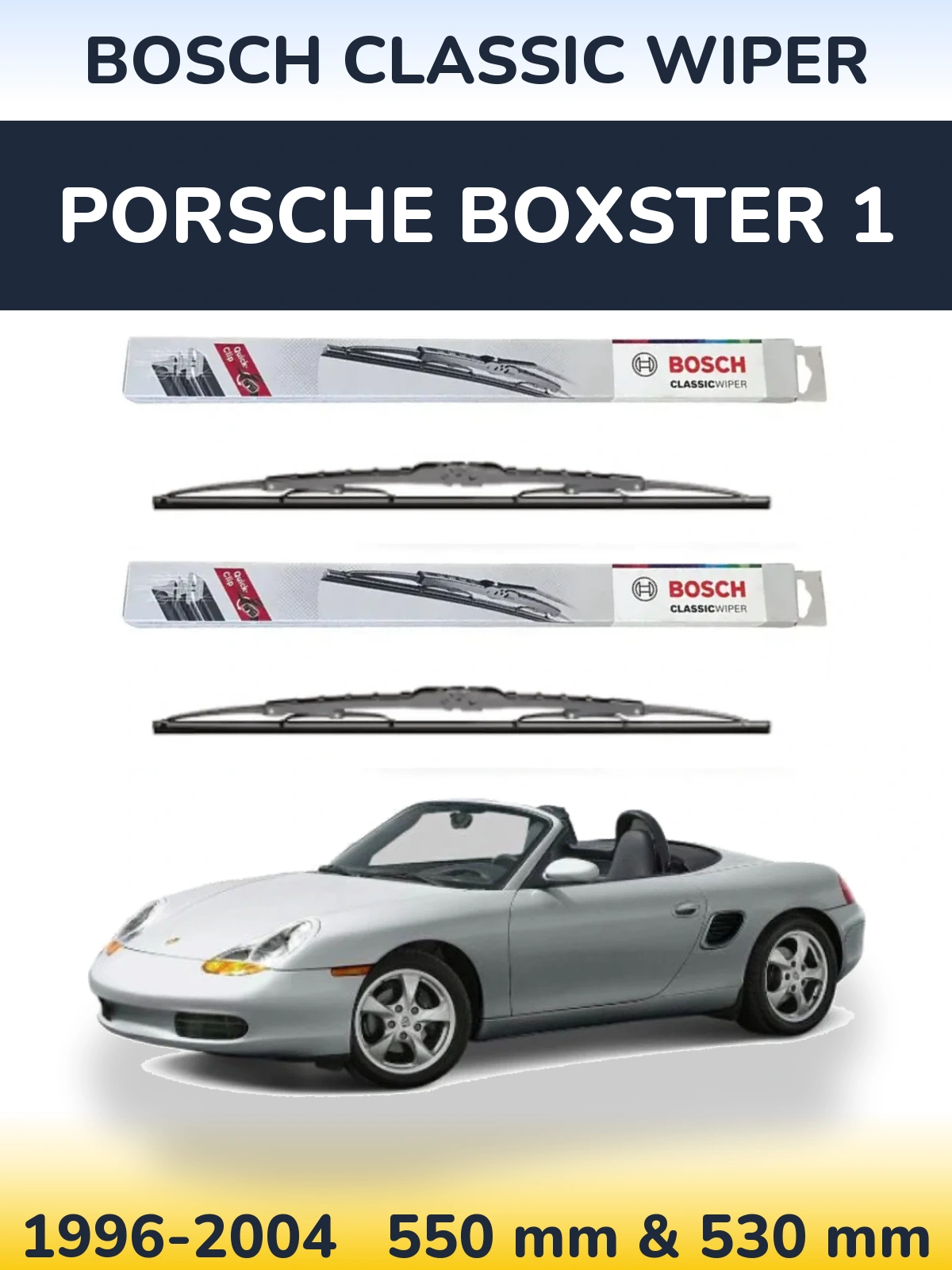 Комплект передних дворников BOSCH Classic Wiper 550 & 530 мм для Porsche Boxster 1 1996-2004