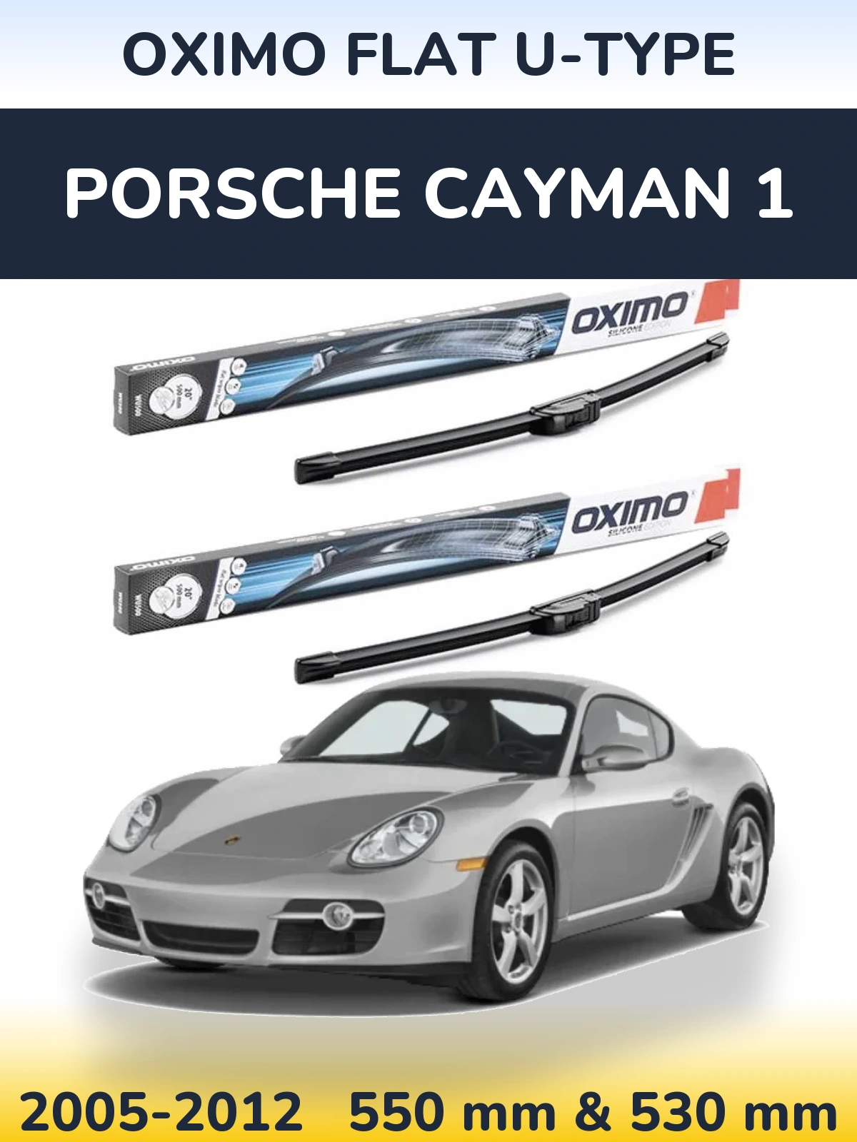 Комплект передних дворников Oximo Flat U-type 550 & 530 мм для Porsche Cayman 1 2005-2012