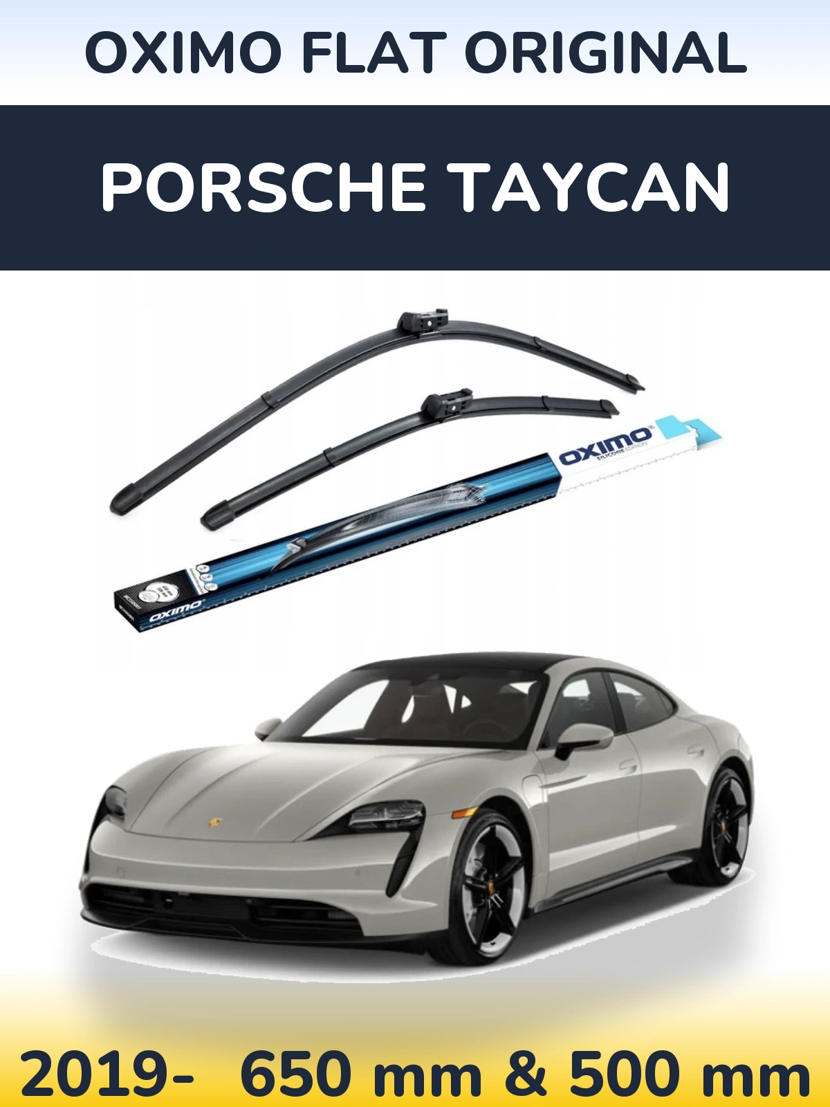 Front wiper blade set Oximo Flat Original 650 & 500 mm for Porsche Taycan 2019-2026