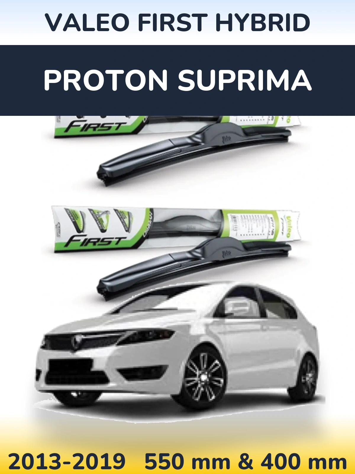 Комплект передних дворников Valeo First Hybrid 550 & 400 мм для Proton Suprima 2013-2019