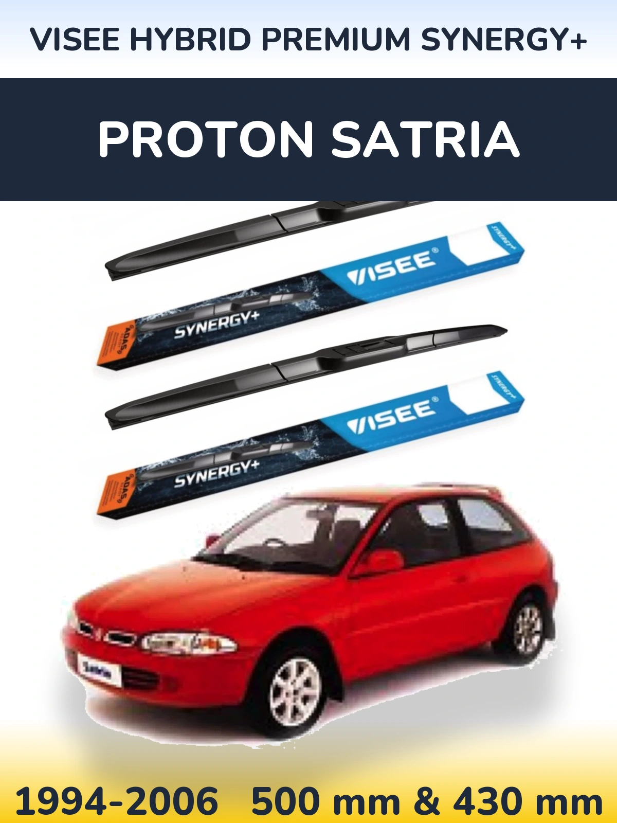 Комплект передніх щіток VISEE HYBRID PREMIUM SYNERGY+ 500 & 430 мм для Proton Satria 1994-2006