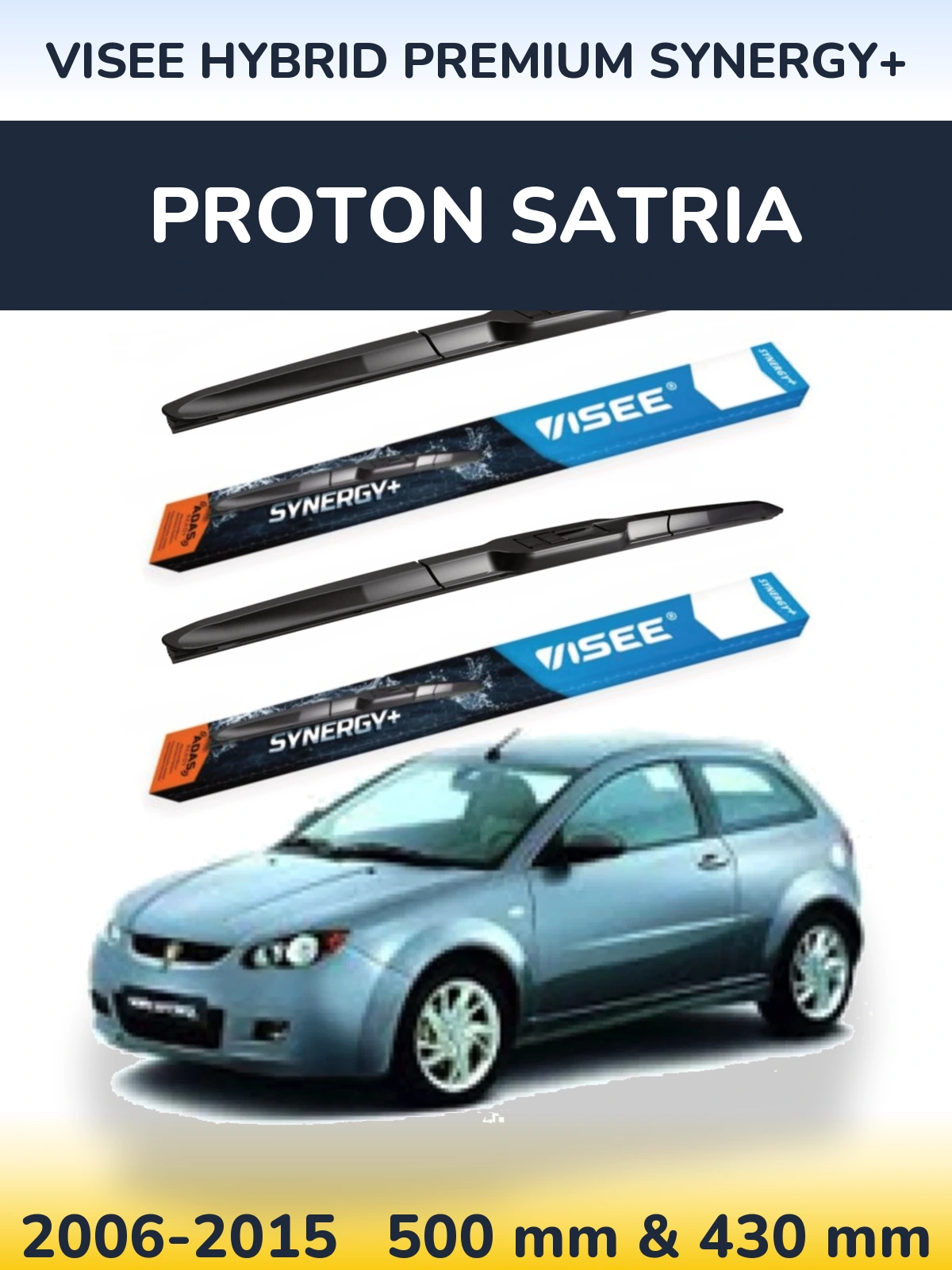 Комплект передніх щіток VISEE HYBRID PREMIUM SYNERGY+ 500 & 430 мм для Proton Satria 2006-2015