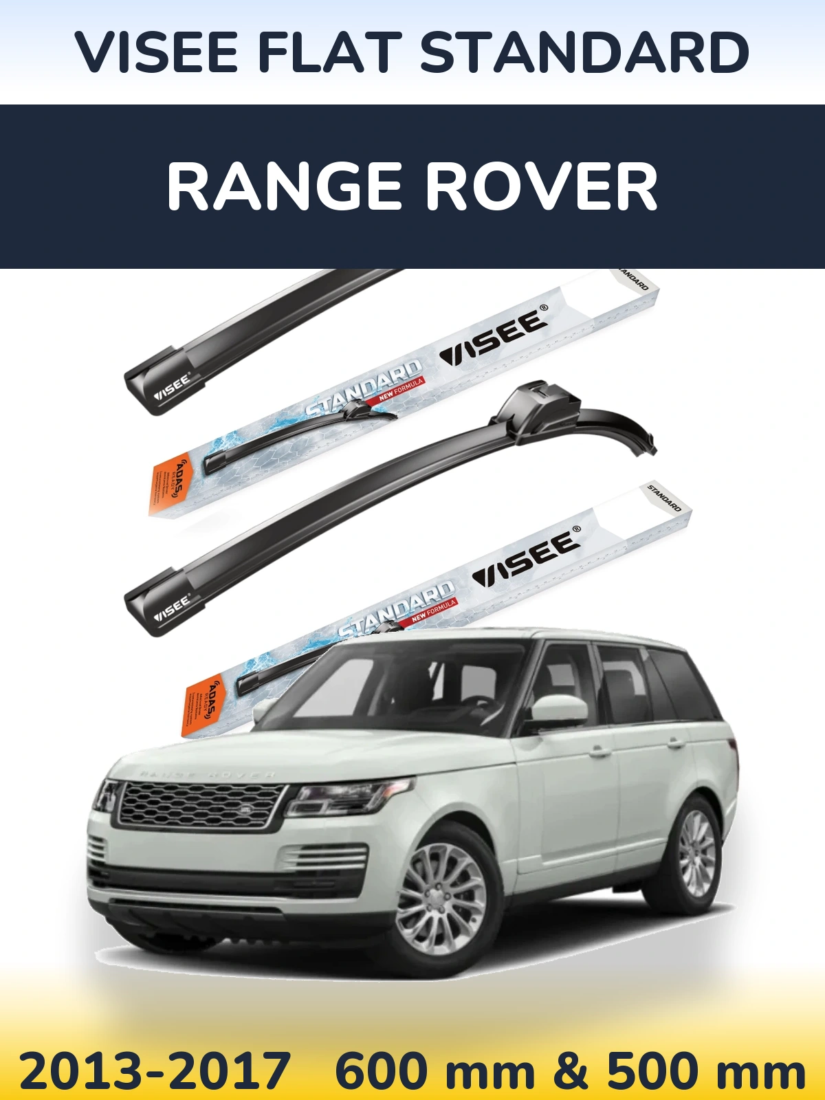 Комплект передних дворников VISEE FLAT STANDARD 600 & 500 мм для Range Rover  2013-2017