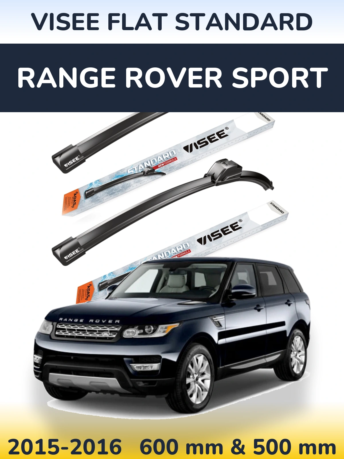 Комплект передних дворников VISEE FLAT STANDARD 600 & 500 мм для Range Rover Sport 2015-2016