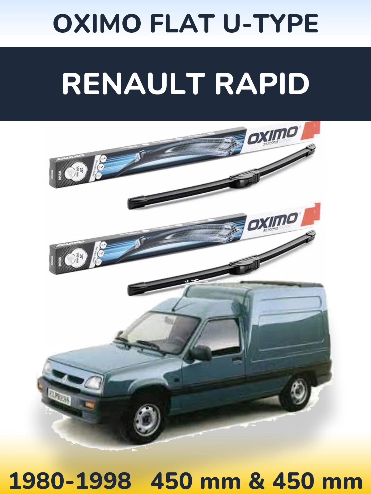 Комплект передних дворников Oximo Flat U-type 450 & 450 мм для Renault Rapid 1980-1998