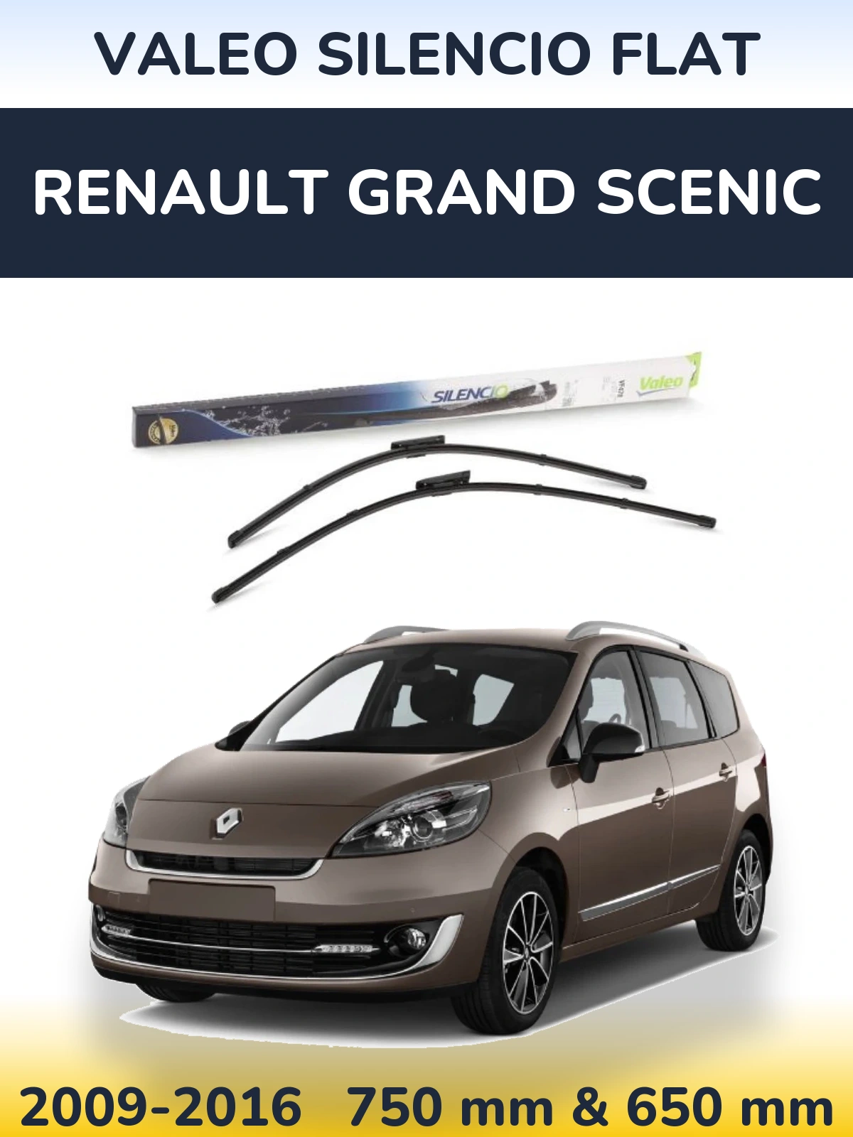 Комплект передних дворников Valeo Silencio Flat 750 & 650 мм для Renault Grand Scenic 2009-2016