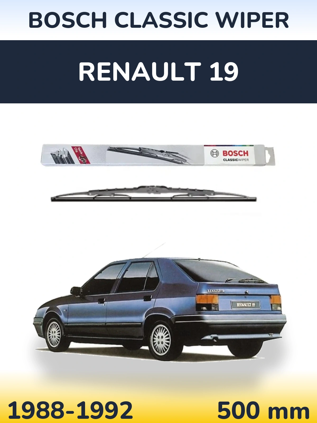 Задня щітка BOSCH Classic Wiper 500 мм для Renault 19 1988-1992
