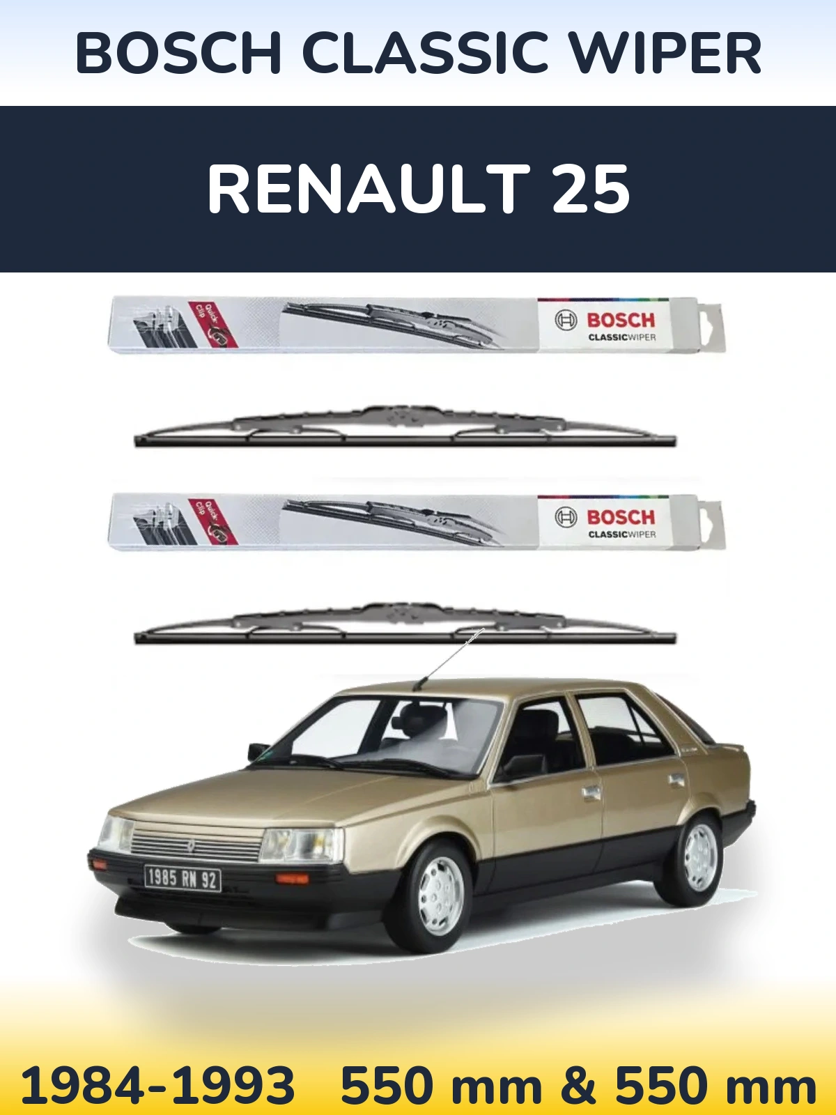Комплект передніх щіток BOSCH Classic Wiper 550 & 550 мм для Renault 25 1984-1993