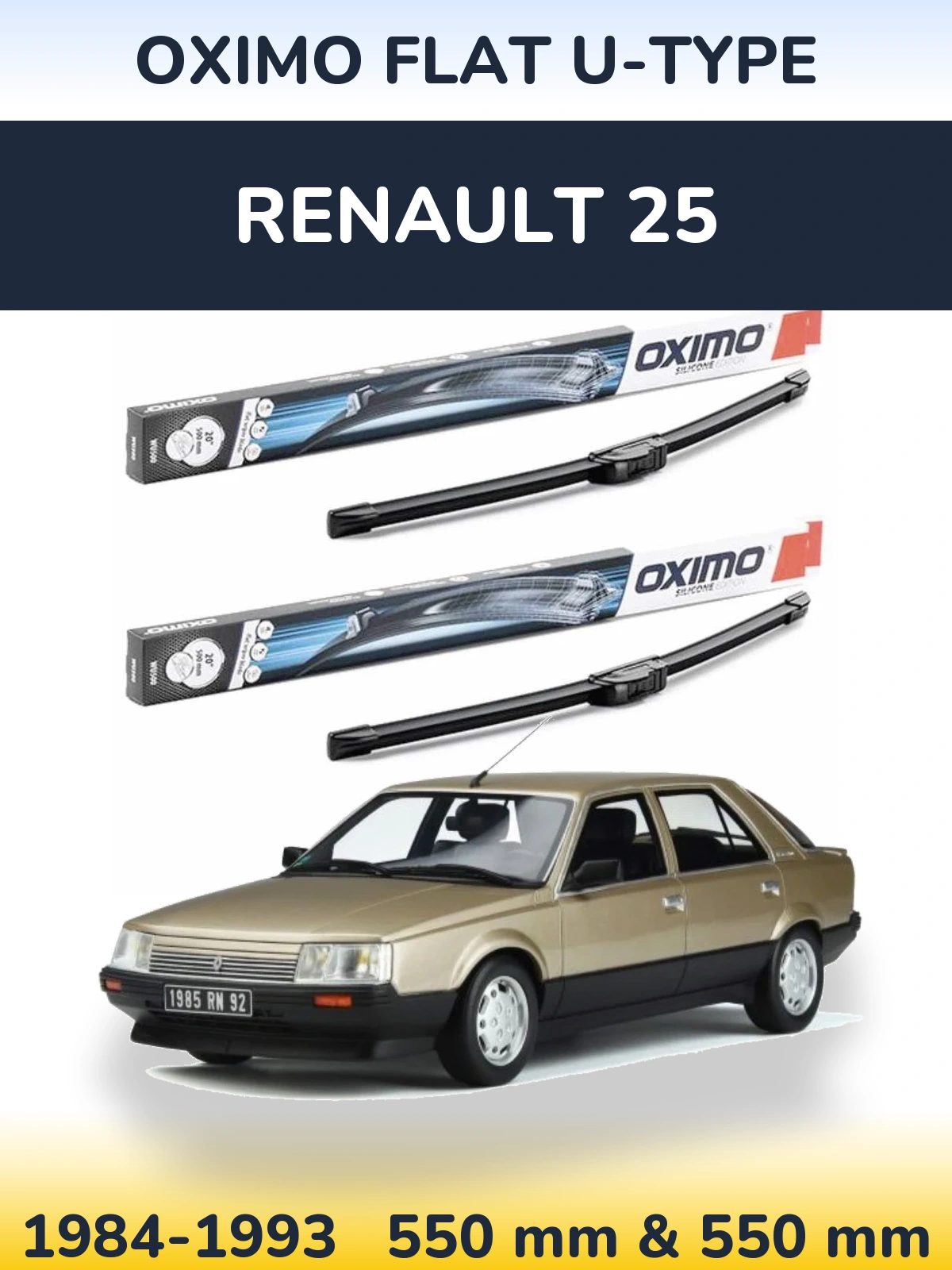 Комплект передніх щіток Oximo Flat U-type 550 & 550 мм для Renault 25 1984-1993
