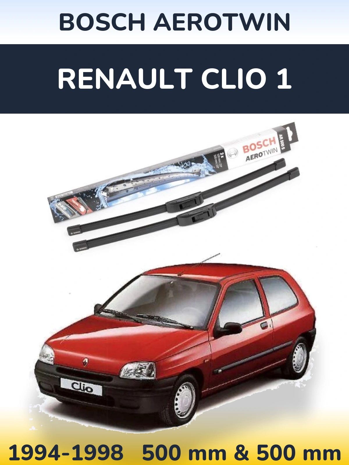 Комплект передніх щіток BOSCH AeroTwin 500 & 500 мм для Renault Clio 1 1994-1998