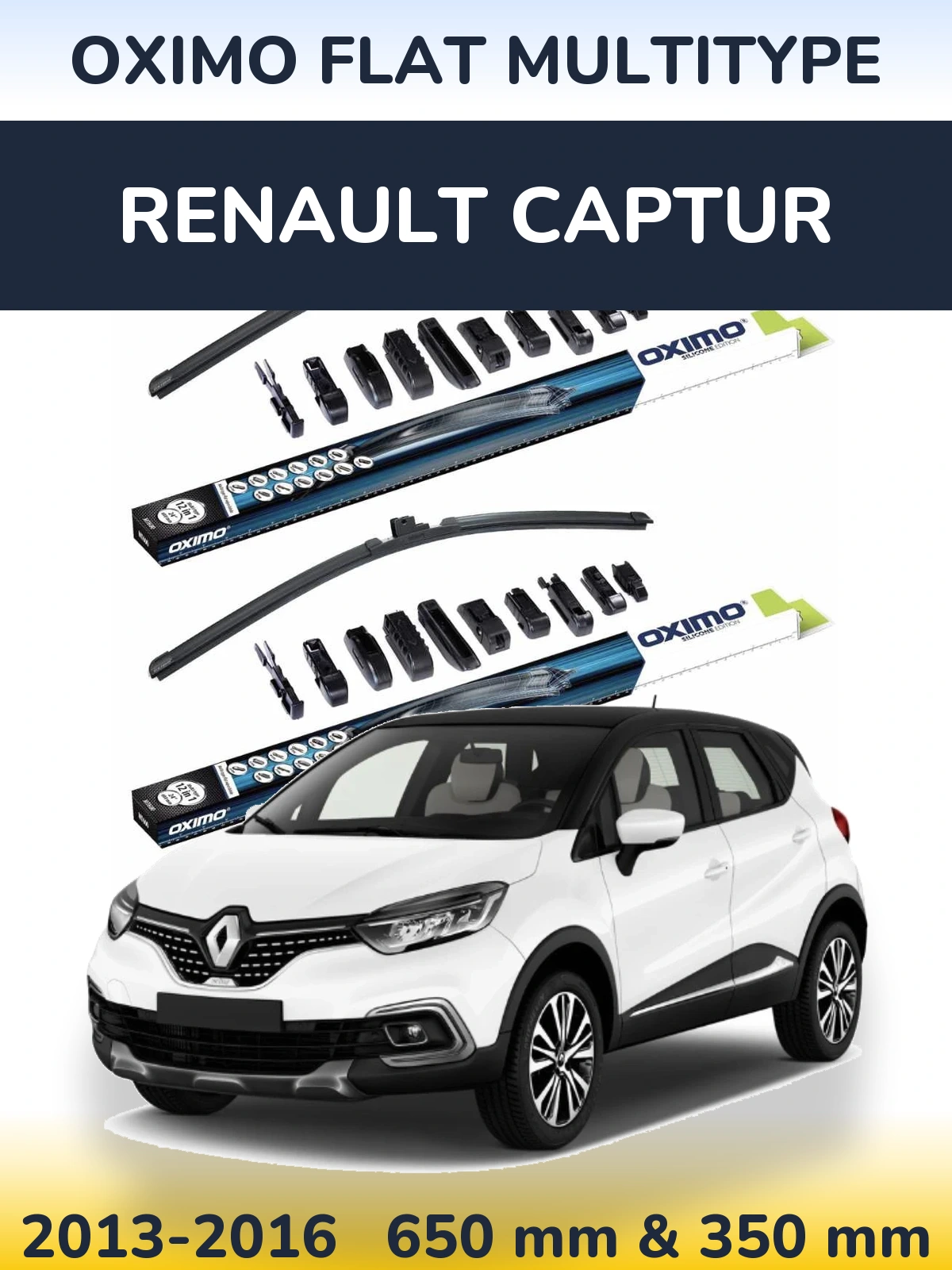 Комплект передних дворников Oximo Flat MultiТипe 650 & 350 мм для Renault Captur 2013-2016