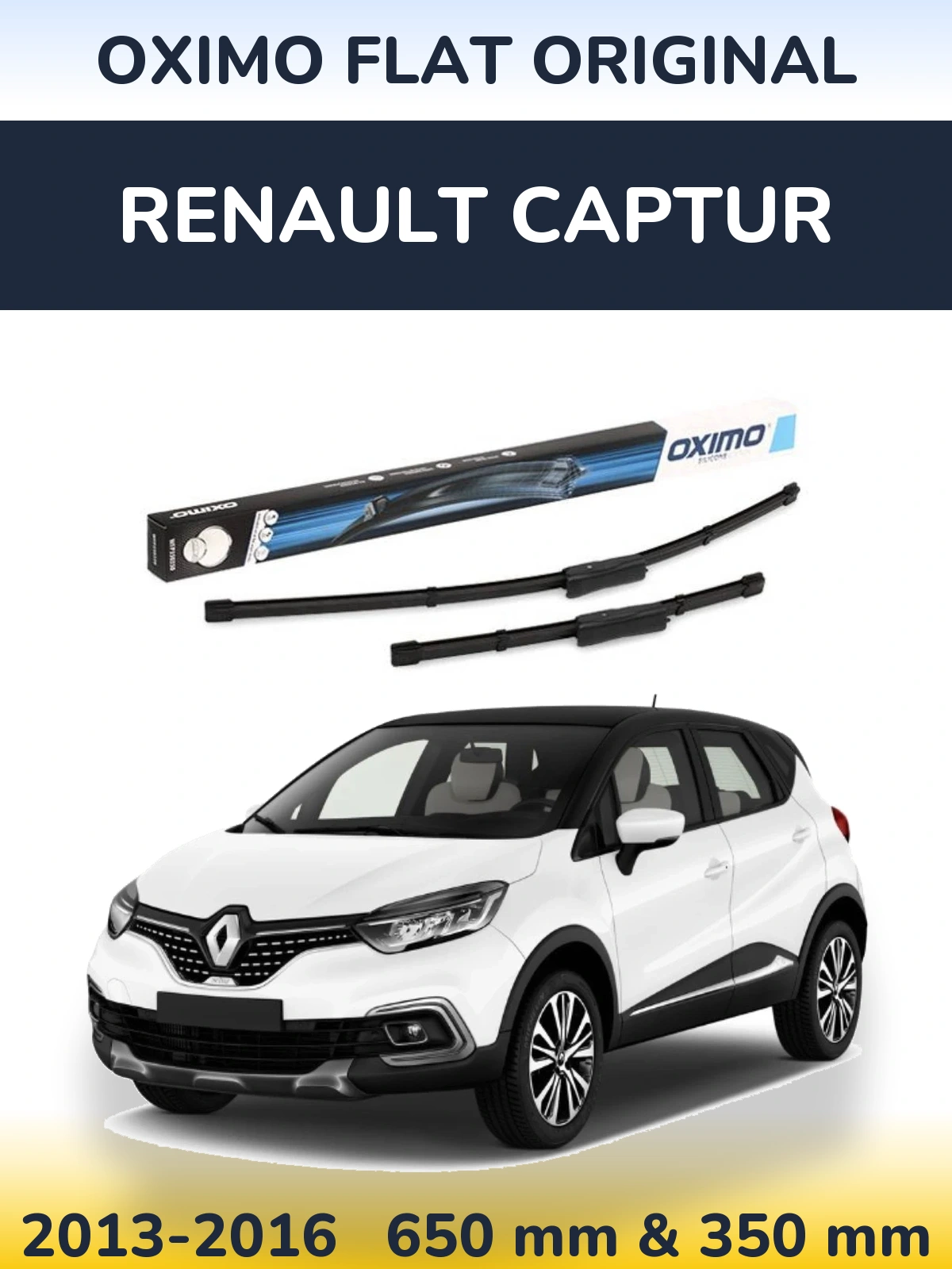 Комплект передних дворников Oximo Flat Original 650 & 350 мм для Renault Captur 2013-2016