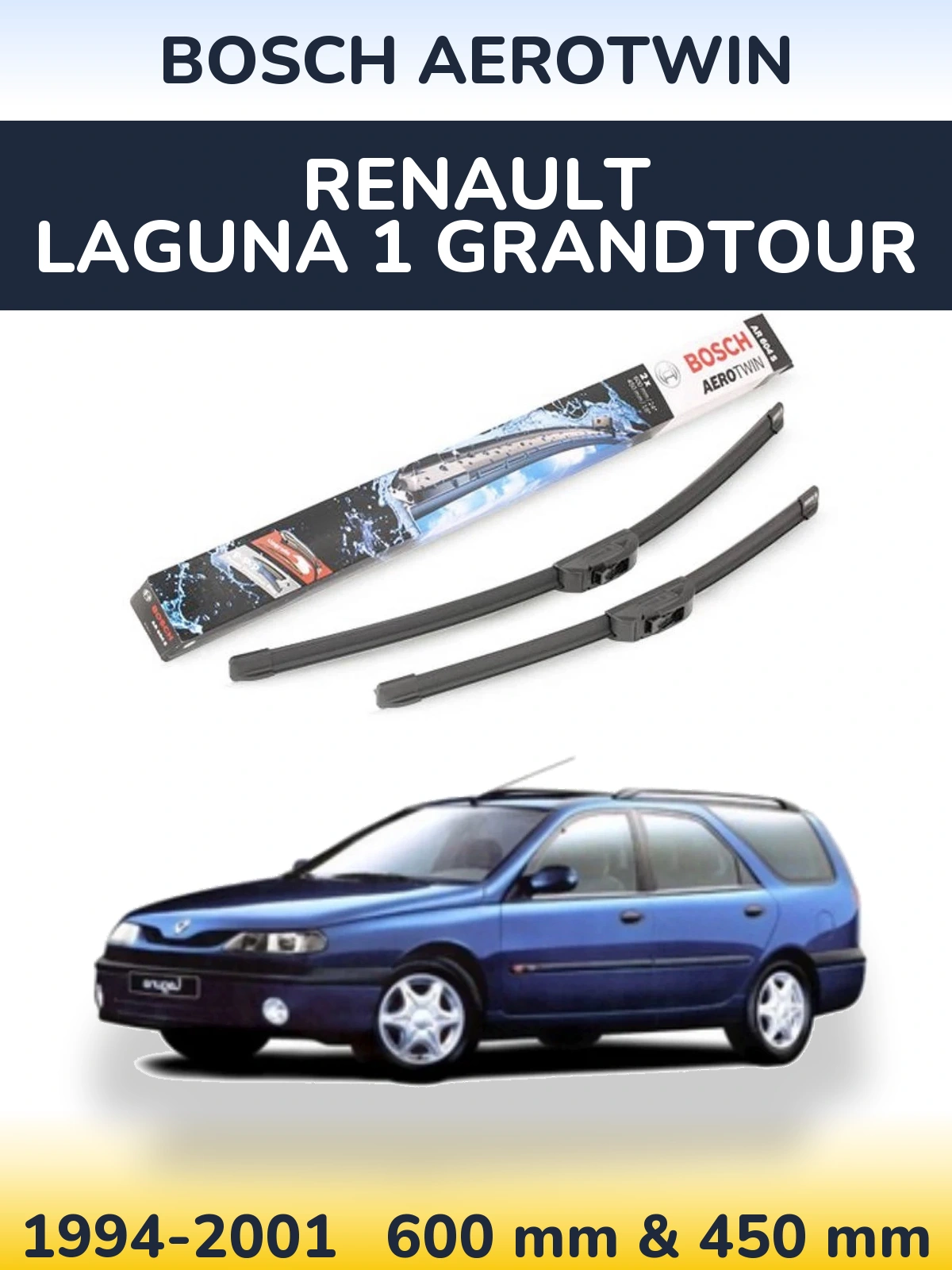 Комплект передніх щіток BOSCH AeroTwin 600 & 450 мм для Renault Laguna 1 Grandtour 1994-2001